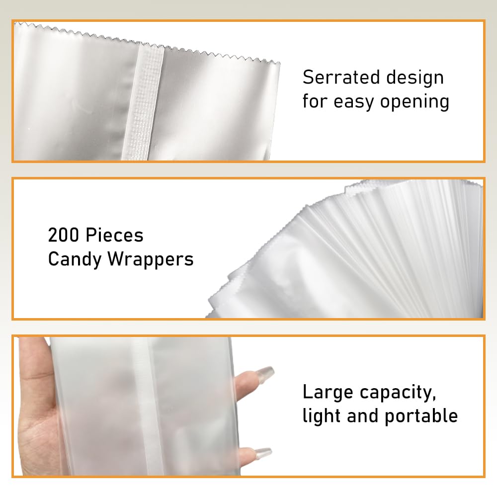 200-Piece Clear Nonstick Candy Wrappers for Homemade Taffy, Nougat & Caramels - 4.3