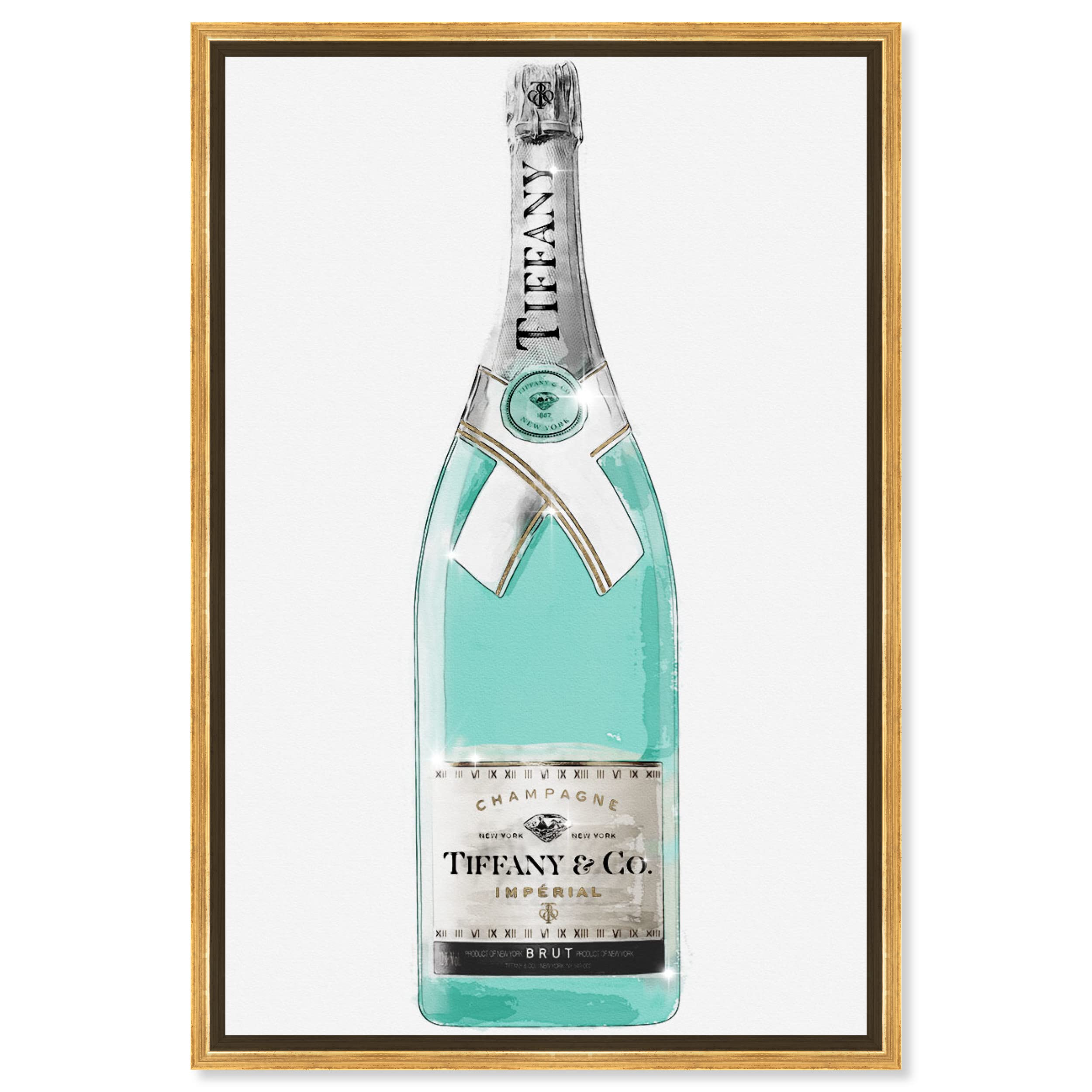 Oliver Gal Artist Co. 'Priceless Champagne' Framed Wall Art Canvas Print - 10x15 Inches, Elegant Home & Bar Décor, Perfect for Living Room, Dining Room, or Wine Cellar