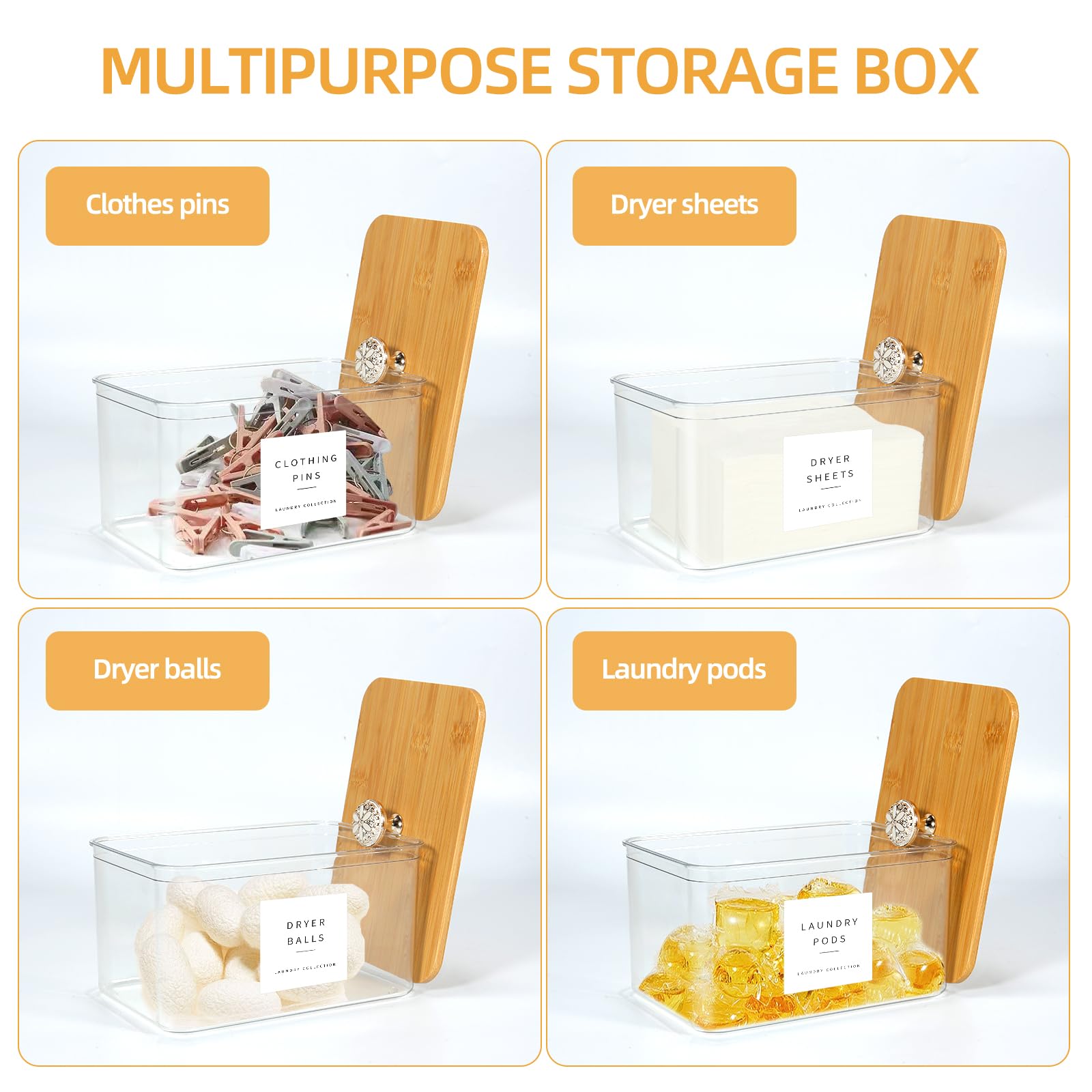 3-Pack Laundry Storage Jars with Lids & Labels - Detergent Pod & Dryer Sheet Organizer for Laundry Room - Perfect for Home Organization & Food Storage Containers (Ideal for Apartments, Dorms & Small Spaces)