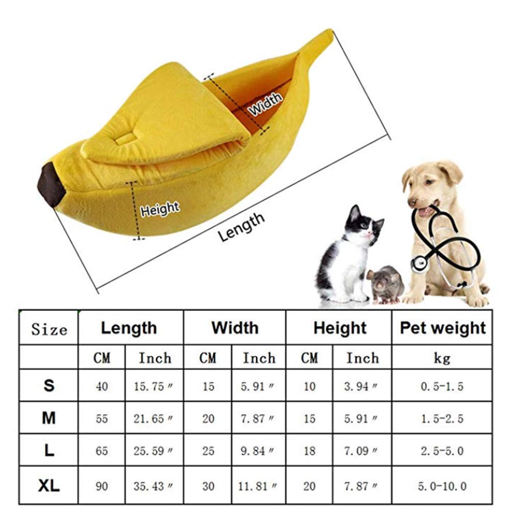 Soft Cute Cat Bed House - Cozy Pet Cuddle Bed for Cats, Kittens, Rabbits & Small Dogs | Banana Design in Pink (XL Size) - Perfect for Indoor Napping, Lounging & Pet Comfort