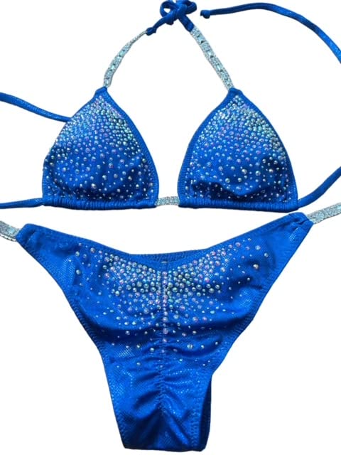 Royal Blue Competition Bikini - NPC Physique Posing Suit for Women (Size Small, HIPS 32