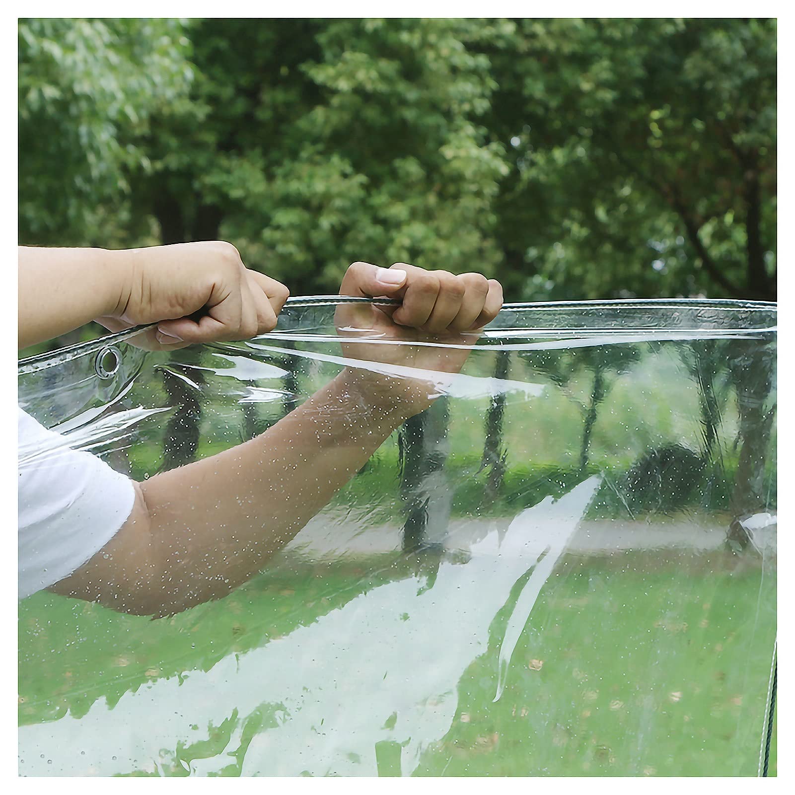Heavy Duty Clear Waterproof PVC Tarp 0.3mm Thick with Reinforced Grommets - Tear Resistant Cover for Camping, Greenhouse, Car, Patio, Pavilion (2x6M/6.6x19.7ft) - Perfect for Outdoor Protection, Emergency Shelter & Equipment Covering