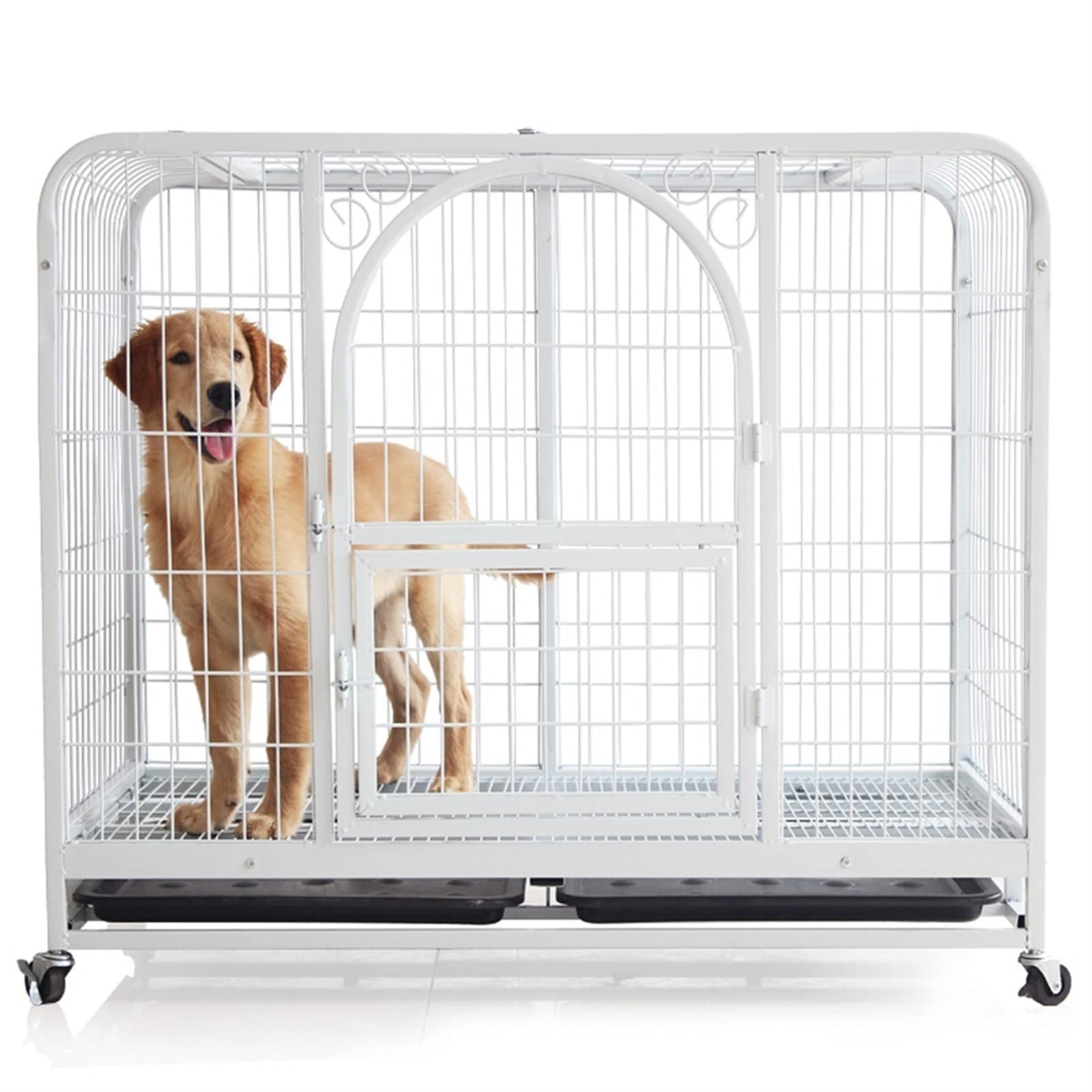 Liushop Square Tube Dog Cage & Cat Cage - Durable Pet Playpen with Skylight, White Small Size - Perfect for Indoor/Outdoor Use, Puppy Training, Rabbit Housing & Pet Safety