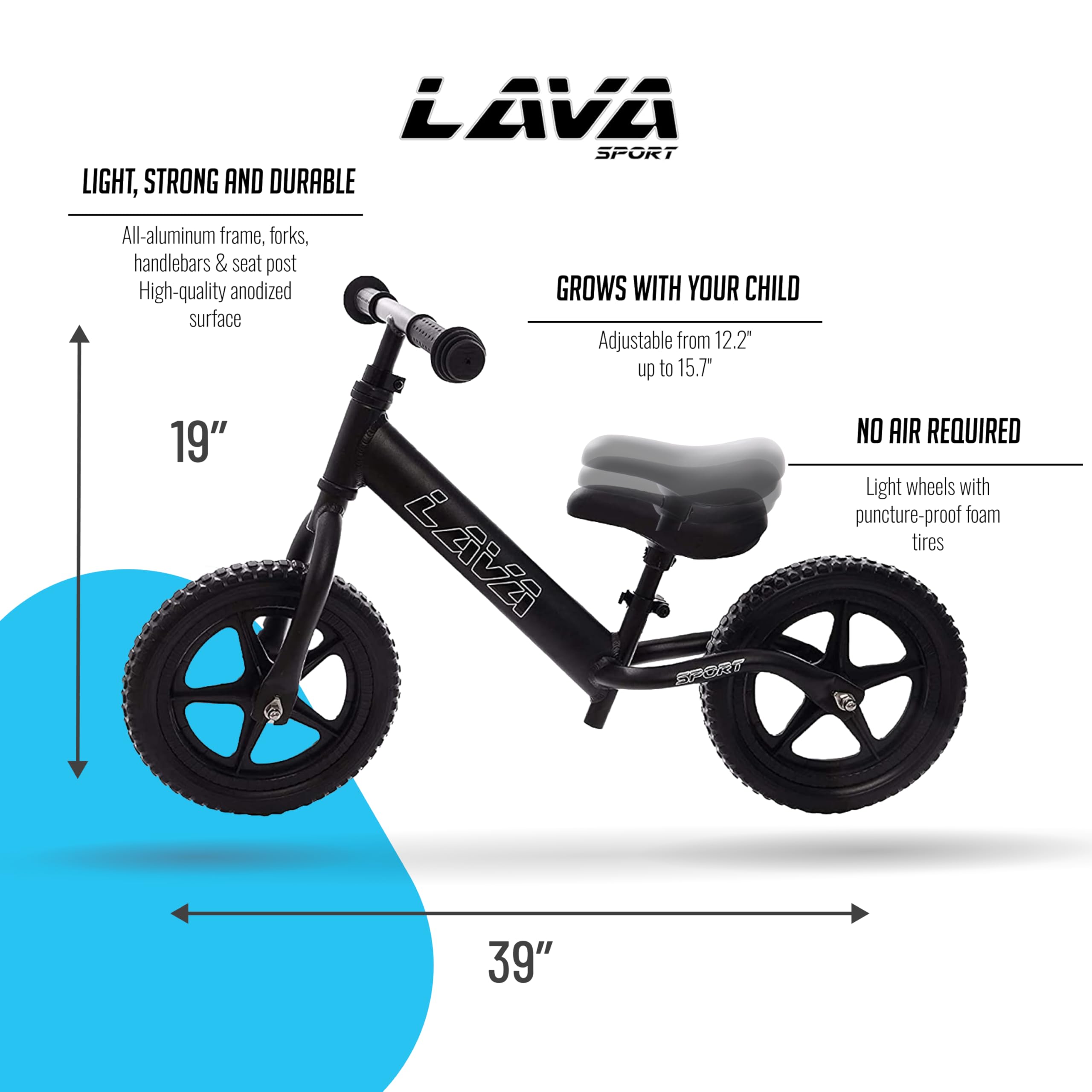 Lightweight Aluminum Balance Bike for Toddlers Age 2-5 Years - Adjustable Seat & Handlebar No Pedal Training Bike for Boys & Girls with EVA Foam Tires - Perfect for Learning to Ride & Outdoor Play