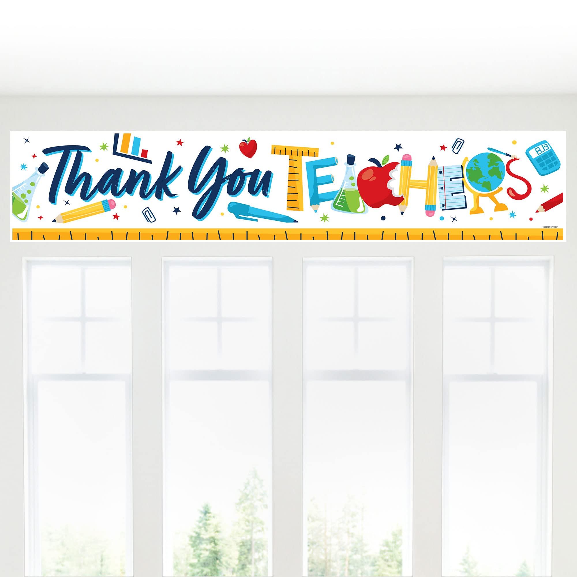 Big Dot of Happiness Thank You Teachers Banner - Classroom Decorations for Teacher Appreciation Week, End of Year Party & School Events