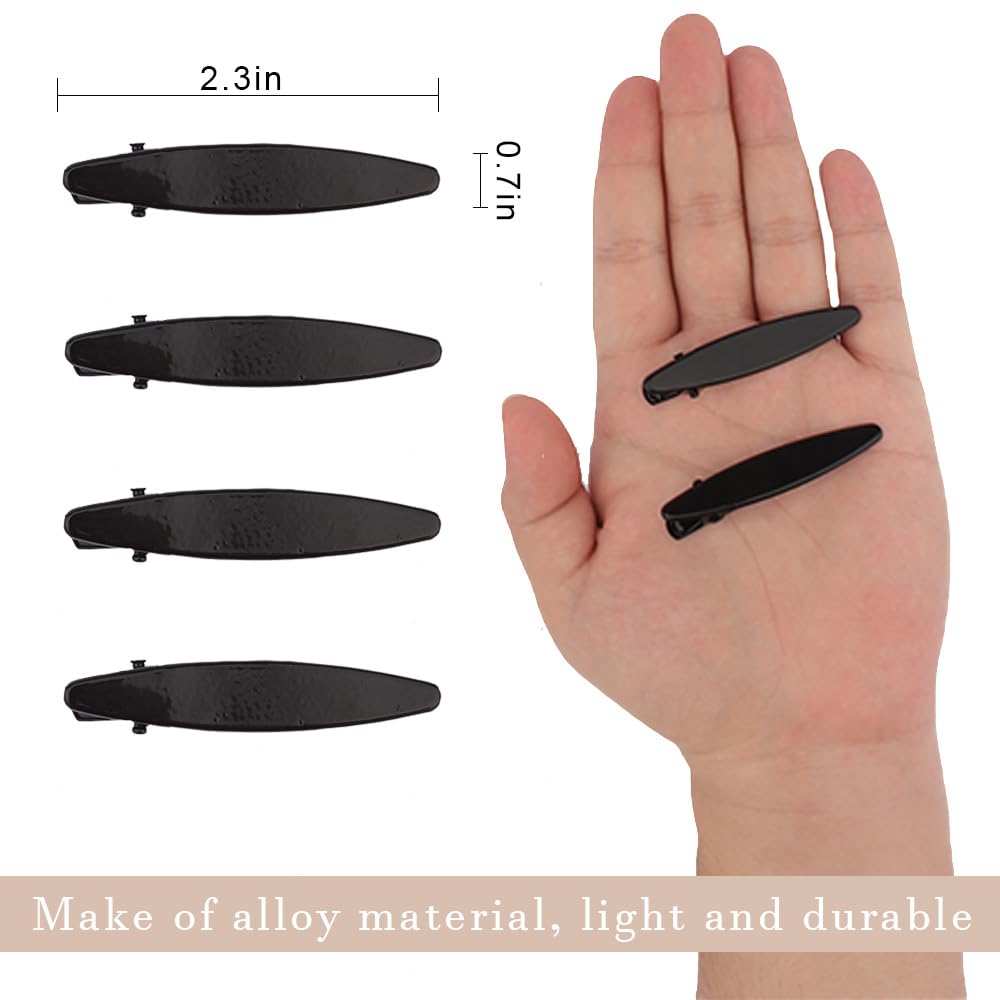 Ahoney 8-Piece No Bend No Crease Hair Clips Set - Duckbill & Alligator Hair Clips for Styling, Sectioning, Bangs & Makeup Application - Perfect for Women & Girls (Black) | Great for Salon, Home Hair Styling & Daily Use