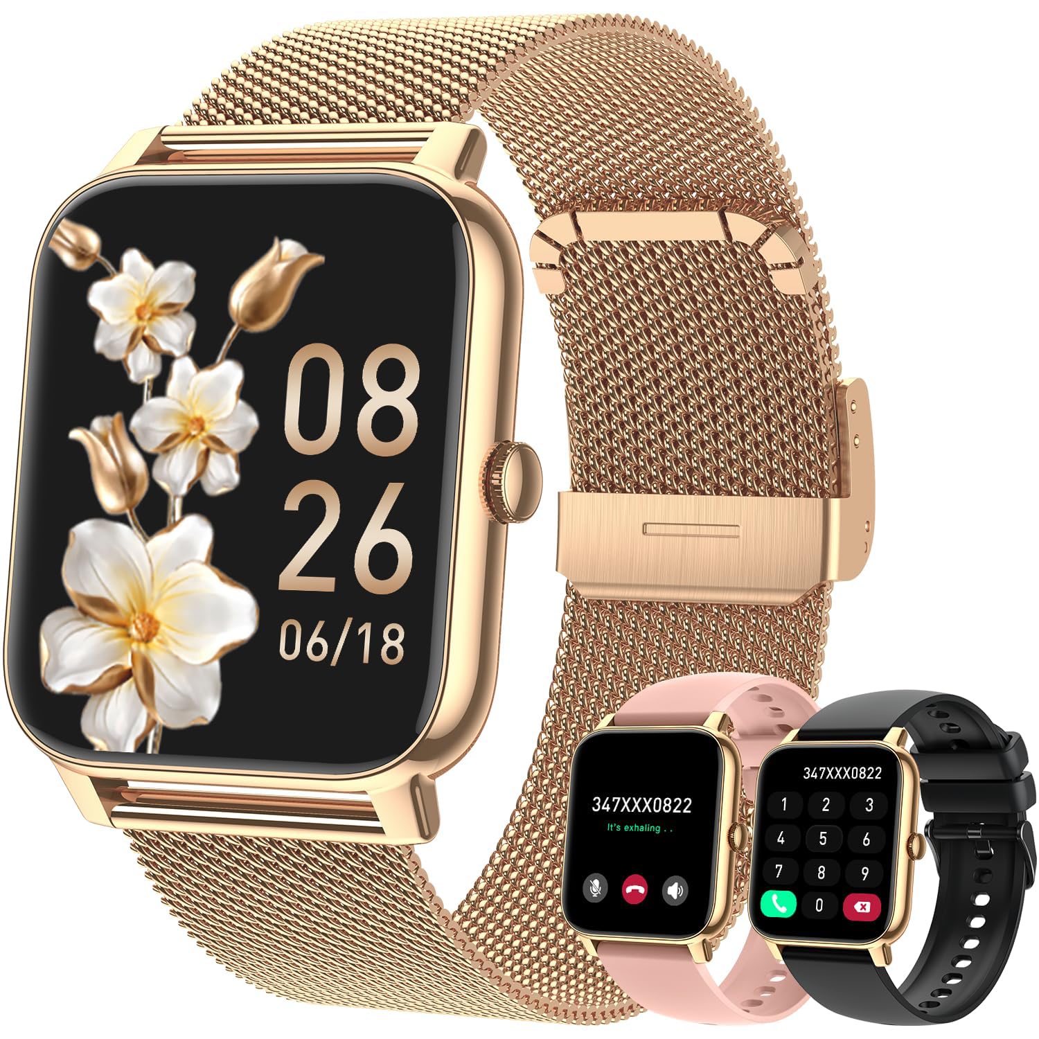 **Smart Watch for Women & Men - Fitness Tracker with Call Function, Waterproof Activity Tracker, Heart Rate & Sleep Monitor, Compatible with Android/iOS - Perfect for Running, Workouts & Daily Use**