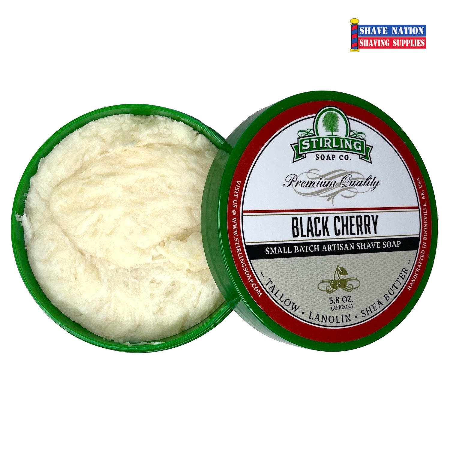 Premium Stirling Shaving Soap for Men - All-Natural Glycerin Shaving Soap Bar with Shea Butter & Essential Oils - Smooth, Close Shave for Sensitive Skin - Perfect for Wet Shaving, Travel & Grooming Kits