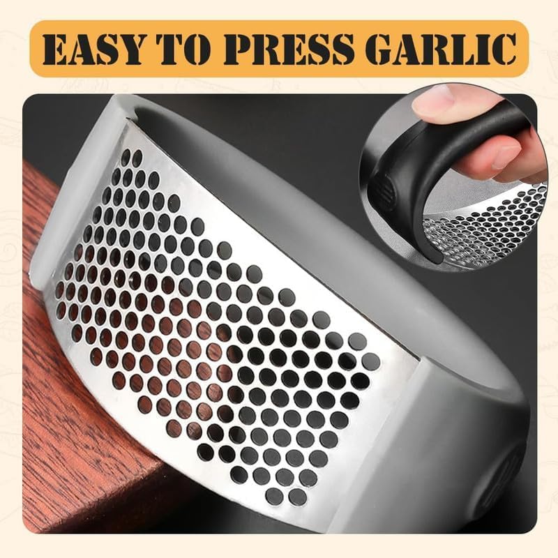 Stainless Steel Garlic Press & Ginger Grinder - Easy to Clean Kitchen Tool for Cooking & Baking