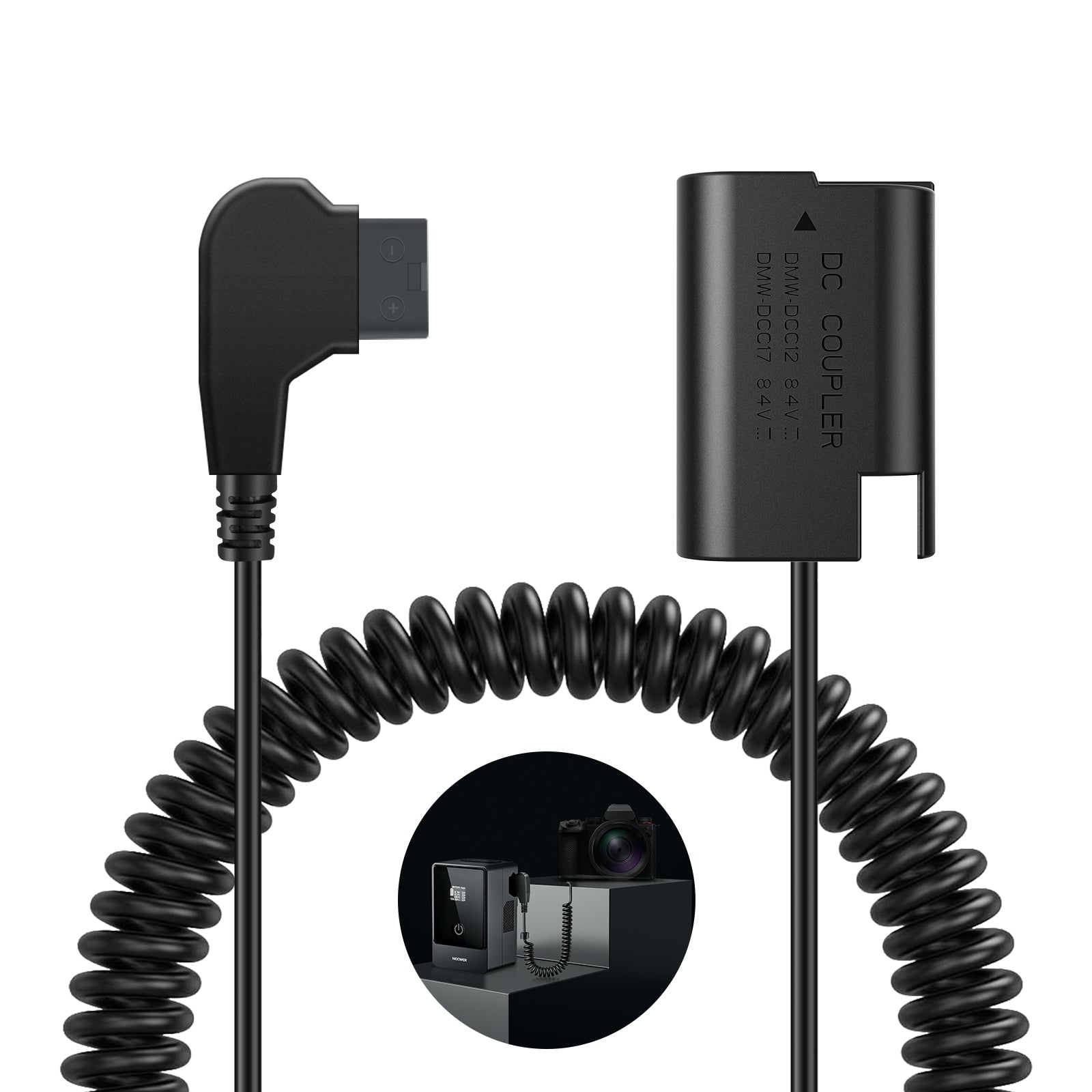 NEEWER VP BLK22 D Tap to DMW BLK22 Dummy Battery with Cable - Compatible with V Mount Batteries for Sony Cameras - Perfect for Outdoor Photography, Film Production & Continuous Power Supply