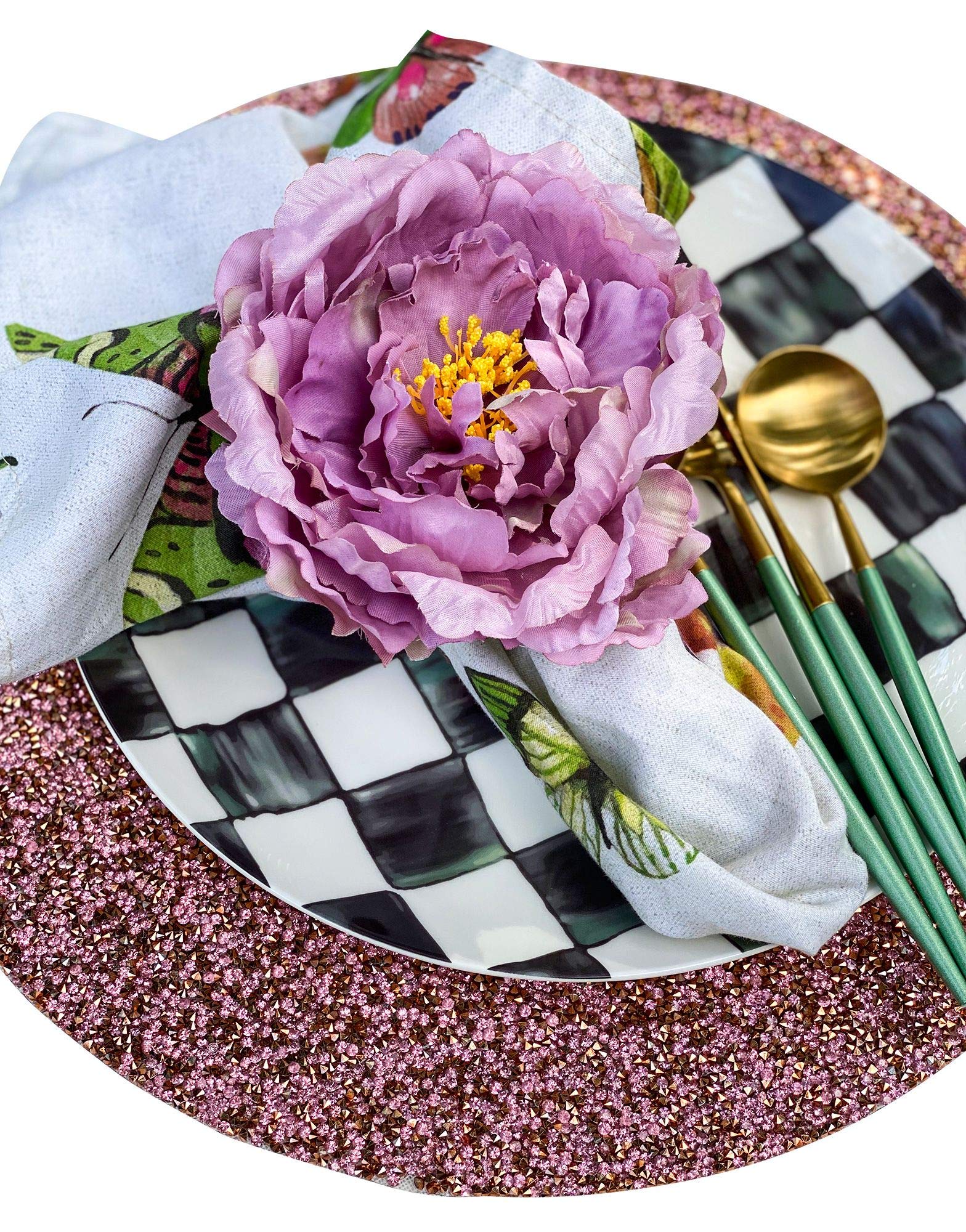 Round Heat-Resistant Placemats Set of 2 - Non-Slip Dining Table Mats for Kitchen & Home Decor, Pink Cotton Place Mats for Dinner Parties & Everyday Use