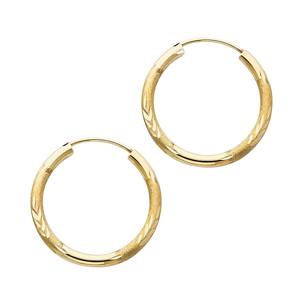 14K Yellow Gold 2mm Thin Endless Hoop Earrings - 8 Sizes (8mm-30mm) for Women, Minimalist Everyday Jewelry, Perfect for Work, Date Night & Gifts