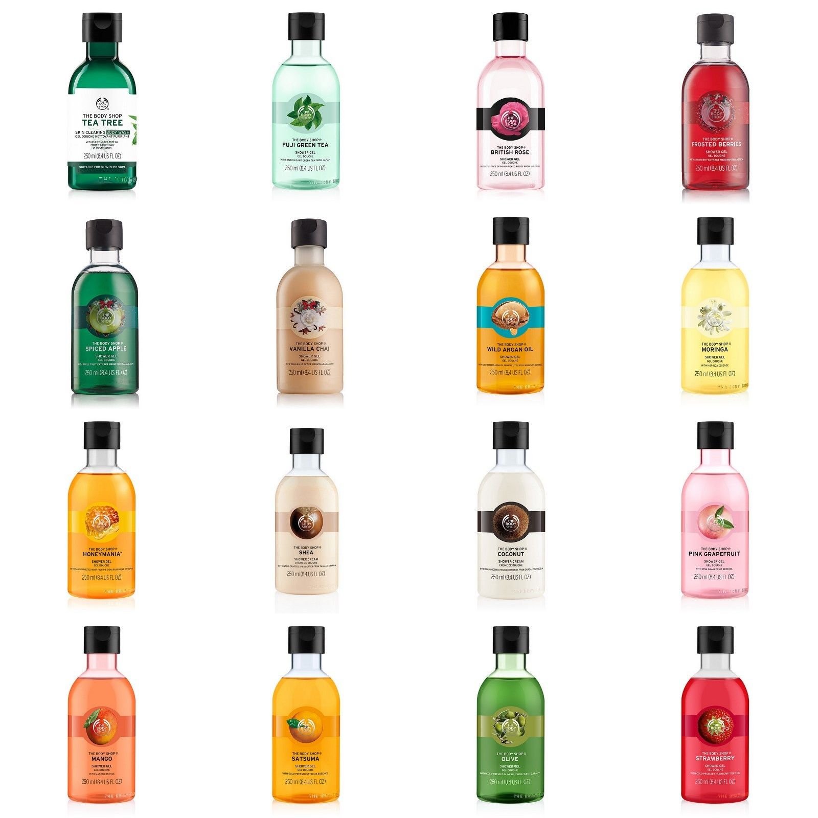 The Body Shop Shower Gel & Body Wash Duo - 2 Random 250ml Bottles for Refreshing Daily Shower & Bath Routine