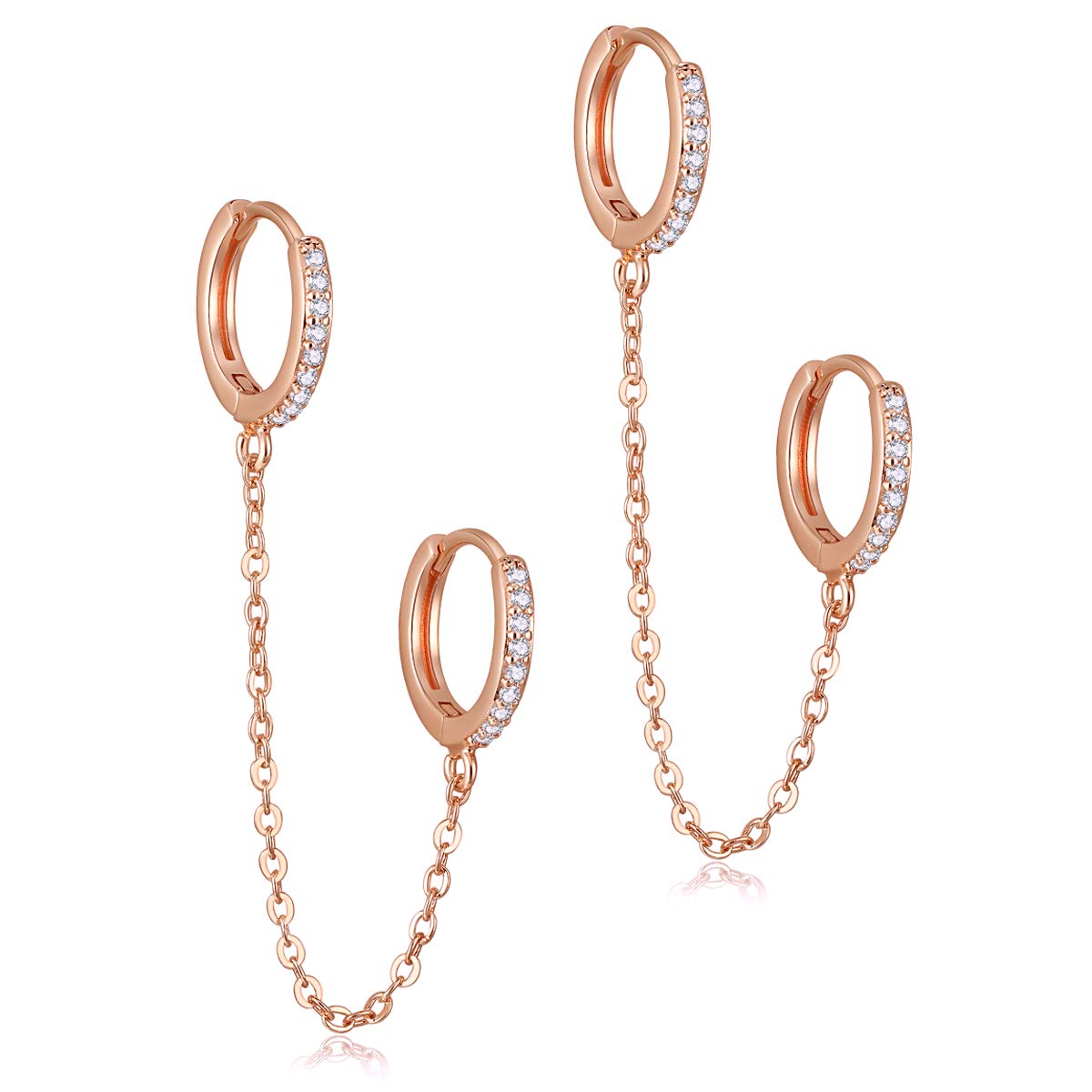 14K Gold Plated Corn Chain Hoop Earrings - Double Piercing Dainty Small Huggie Hoop Minimalist Cuff Earrings for Women | Trendy Jewelry Gift for Everyday Wear, Date Night & Special Occasions