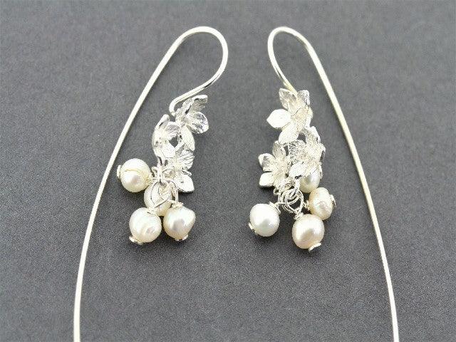 Pearl Verbena Earrings - Sterling Silver Dangle Earrings for Women, Elegant Gift for Wedding, Party & Everyday Wear