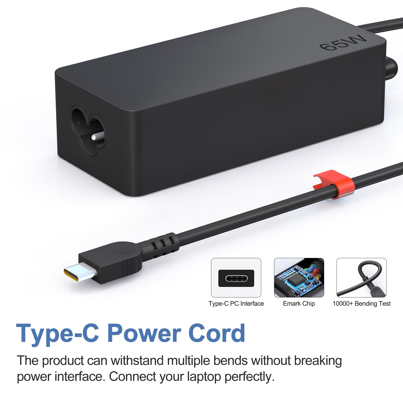 65W USB C Charger 14FT Long Type C Cable for Lenovo Thinkpad T480s/T580s/L580/L590/E580/E585 & Chromebook 100e/300e/500e - Fast Charging Laptop Power Adapter for Home, Office, and Travel Use