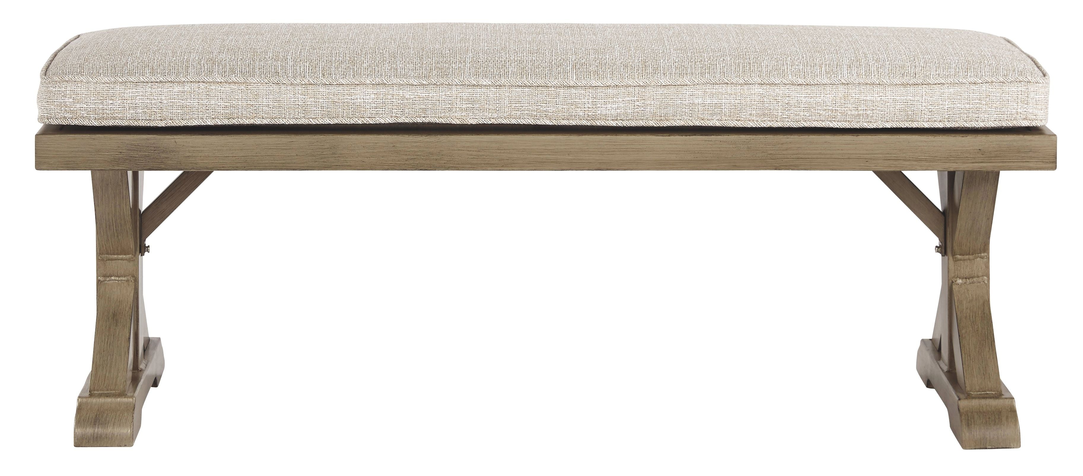 Beachcroft Outdoor Wooden Bench with Cushion - Comfortable Patio, Garden, and Backyard Seating for Relaxation