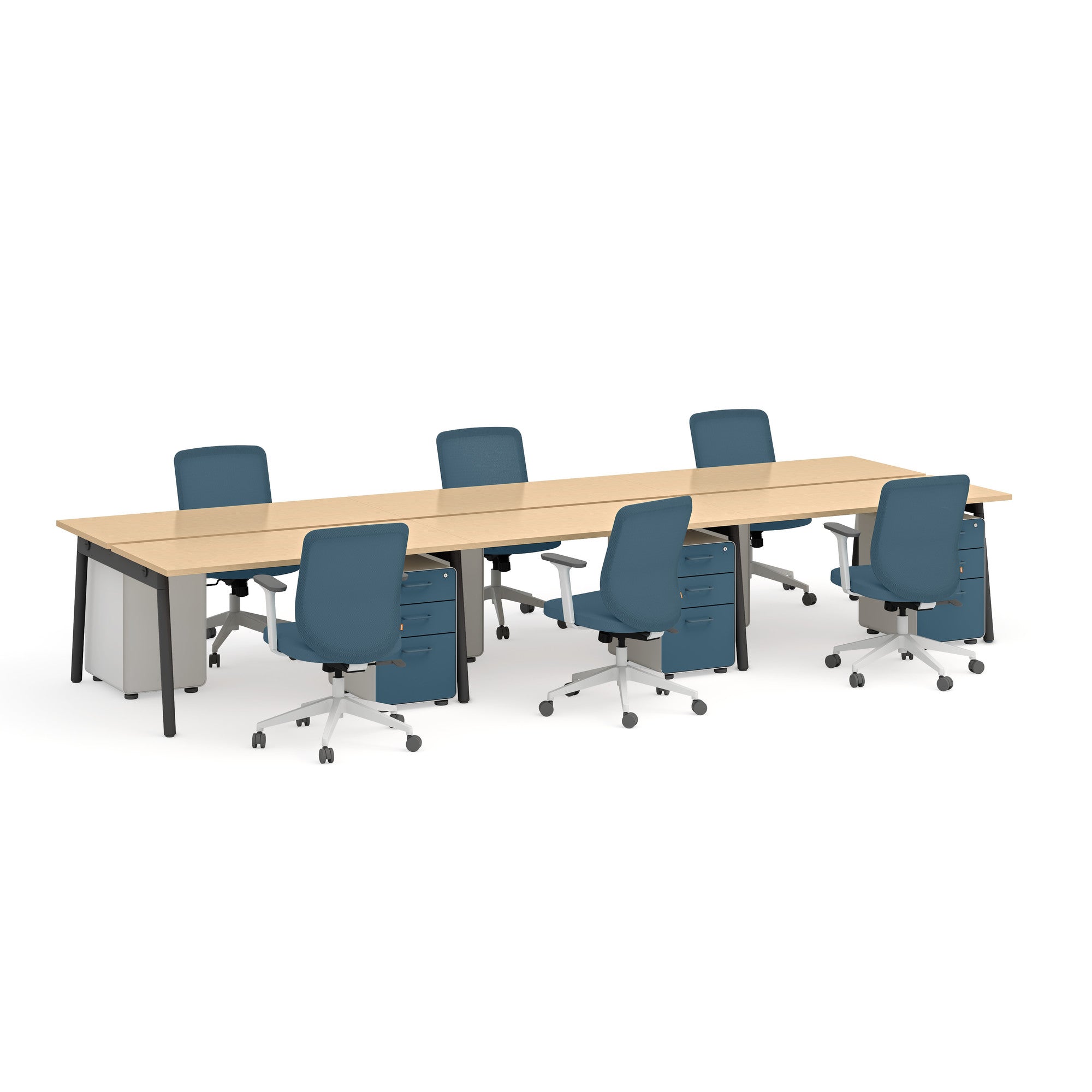 Series A Double Desk for 6 - Spacious Office & Study Table for Home or Classroom - Perfect for Collaborative Work, Group Projects & Team Meetings