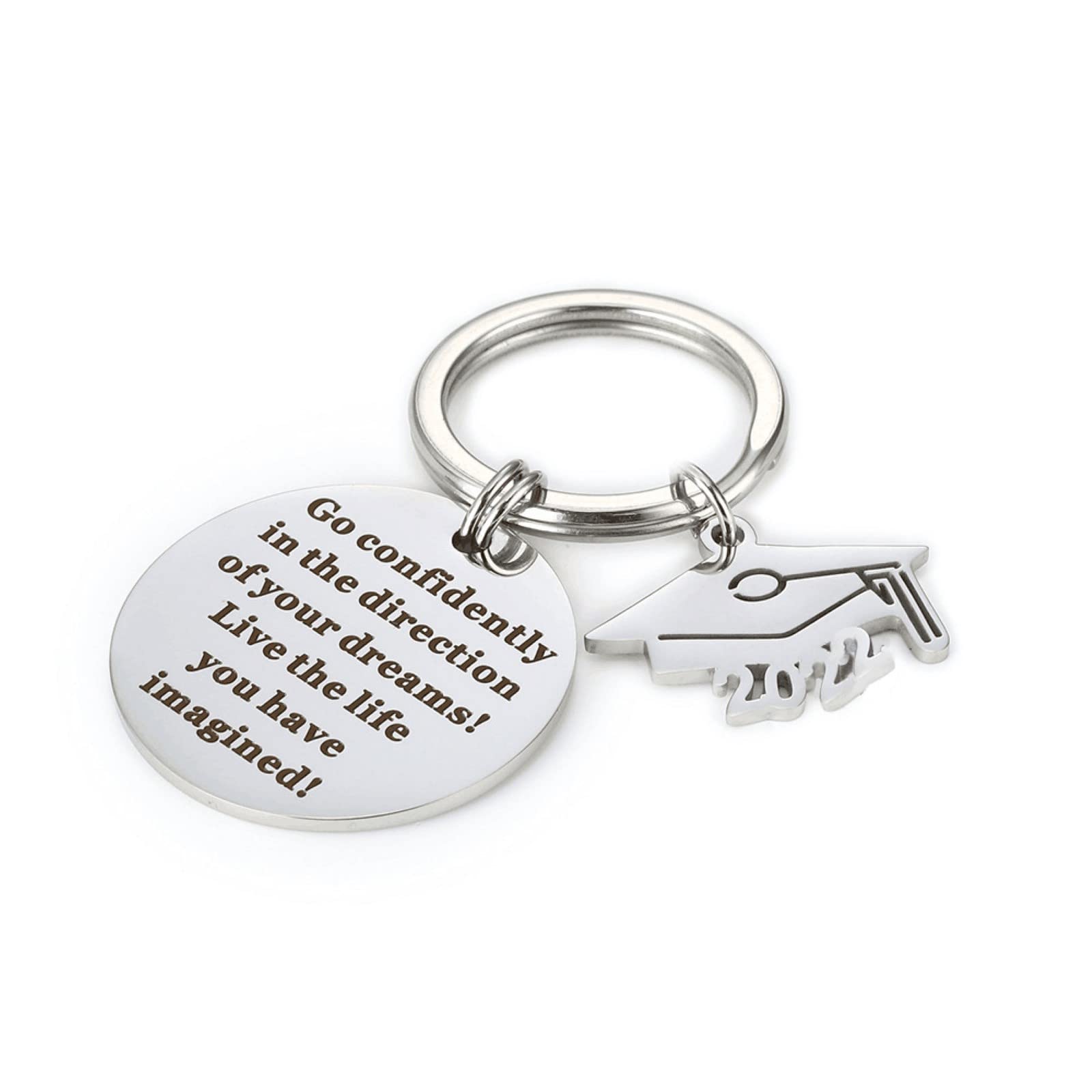 LUOZZY 6-Pack Inspirational Graduation Keychain Set - 'Go Confidently in the Direction of Your Dreams' - Class of 2025 Commencement Gift - Perfect for Graduation Parties, School Favors & Motivational Gifts