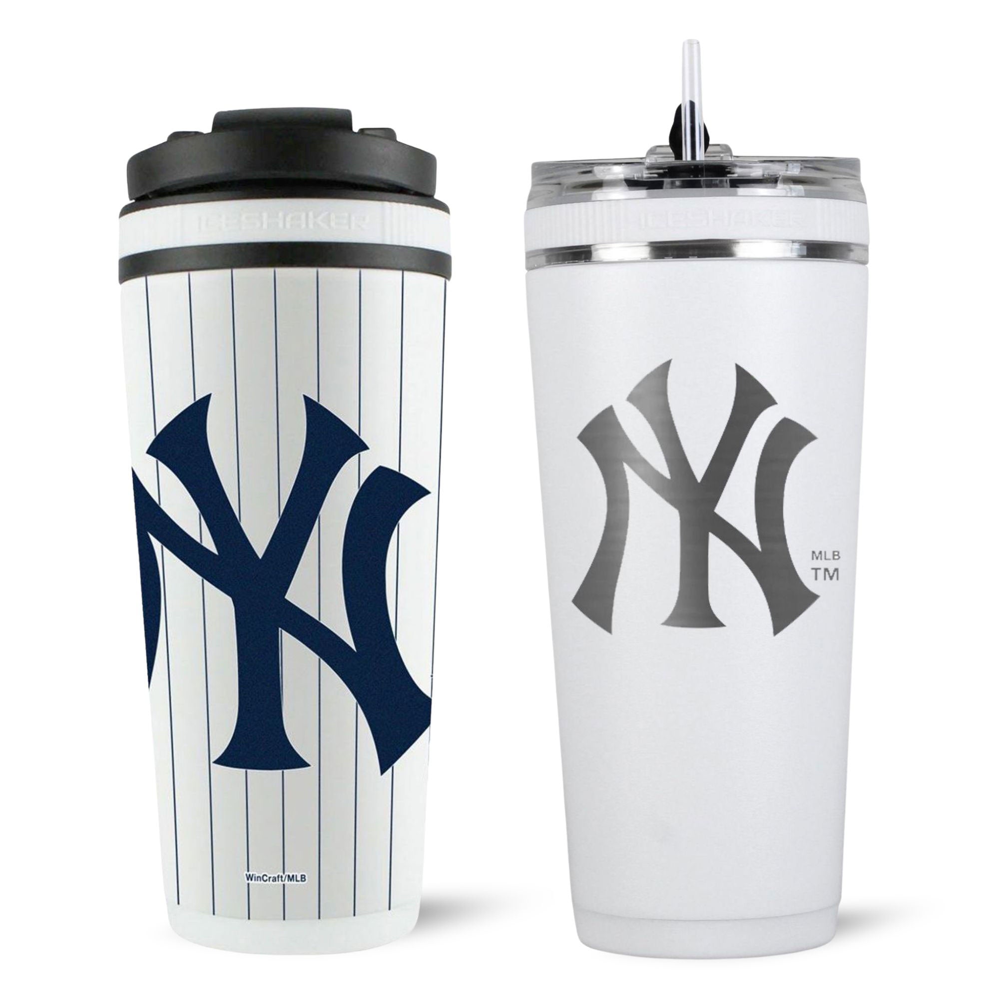 New York Yankees 4D Ice Shaker & Flex Bottle Bundle - Insulated Stainless Steel Water Bottle for Gym, Workout & Sports | Keeps Drinks Cold 24 Hours | Perfect for Baseball Fans & Athletes