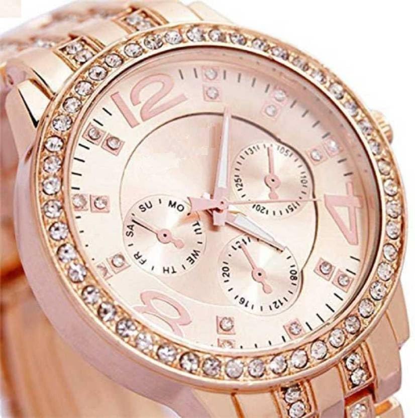 Trendyaddy Women's Gold Stainless Steel Analog Quartz Watch with Round Dial - Elegant & Durable Timepiece for Everyday Wear, Birthday, Rakshabandhan & Festive Gifts | Perfect for Office, Party & Casual Outfits