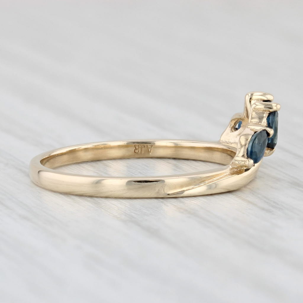 0.25ctw Blue Sapphire Ring Guard Enhancer - 10K Yellow Gold Wedding Band Size 6.5 - Perfect for Bridal Jewelry, Anniversary Gifts & Special Occasions