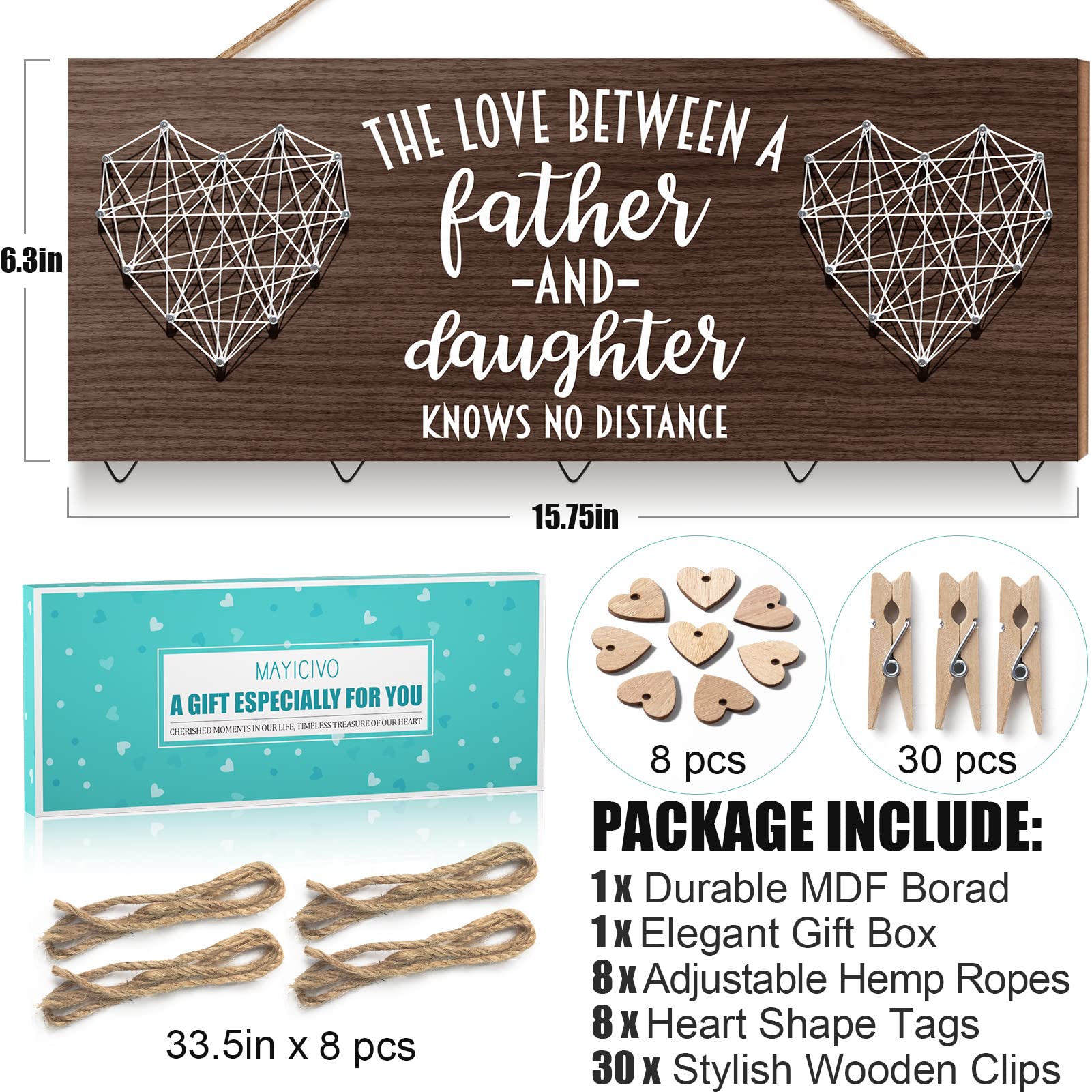 Personalized Dad Picture Frame - Unique Father's Day Gifts from Daughter, Wife & Kids | Birthday Present for Dad Who Has Everything | Stepdad Gift Ideas | Hanging Photo & Christmas Card Holder | Perfect for Home Office, Living Room Decor & Special Occasions