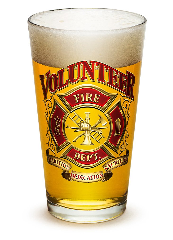 Premium 16oz Firefighter Beer Pint Glasses Set of 12 - Classic Highball Cocktail Mixing Glasses with Logo - Perfect for Cold Beverages, Beer & Cocktails - Ideal for Firefighter Appreciation Gifts, Barware & Home Entertaining