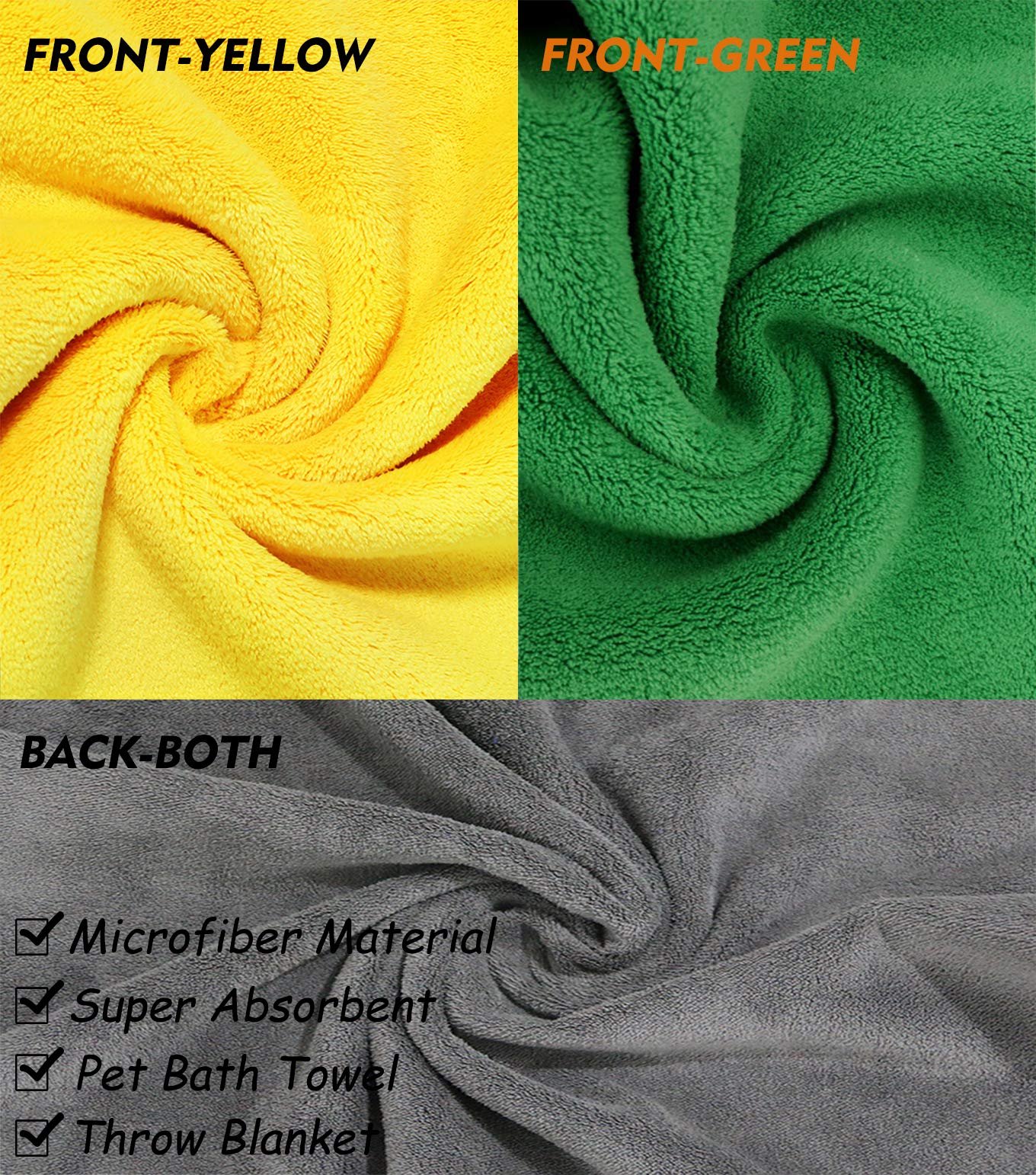 2 Pack Super Absorbent Microfiber Dog Towels - Quick Dry Pet Bath & Drying Towel for Small Dogs & Cats, 11.8