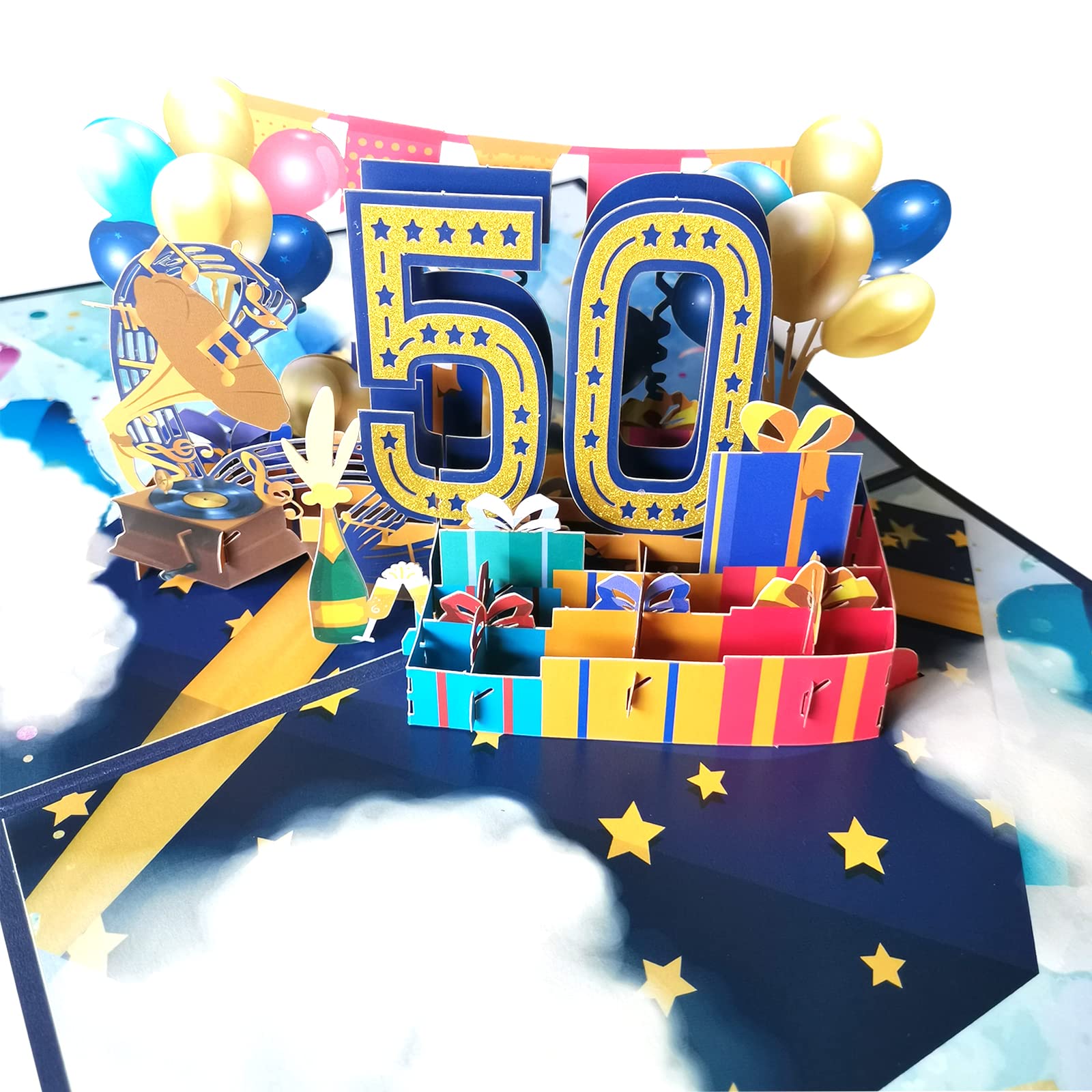 3D Pop Up Birthday Cards for 50th Birthday - Elegant Greeting Cards for Him, Her, Husband, Wife, Mom, Dad, Sister, Brother & Friends | Perfect for Milestone Celebrations, Anniversaries & Special Occasions
