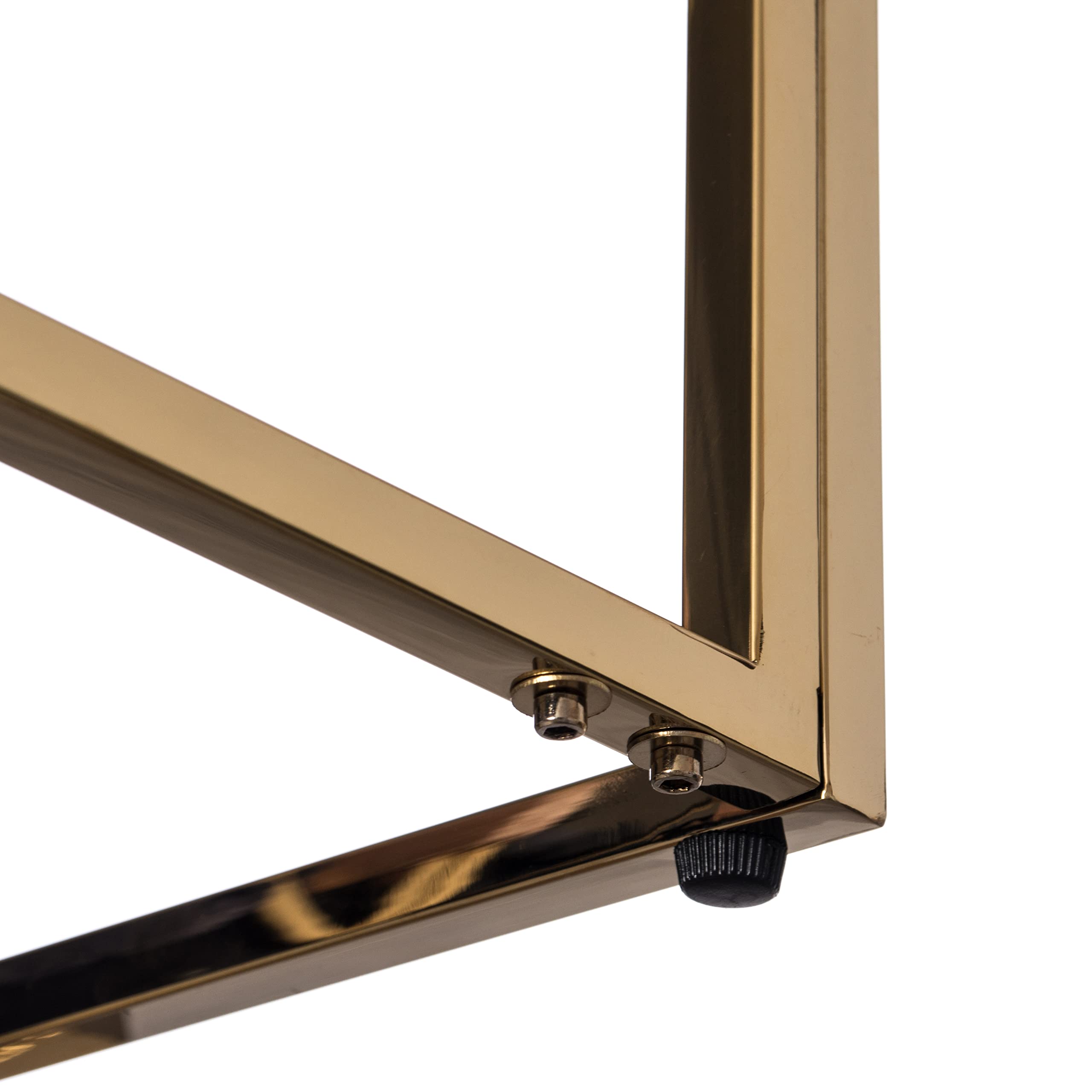 Modern Square End Side Table with Tempered Glass Top & Gold Metal Frame - Stylish Living Room Coffee Table for Home Decor, Office Lounge or Bedroom Accent