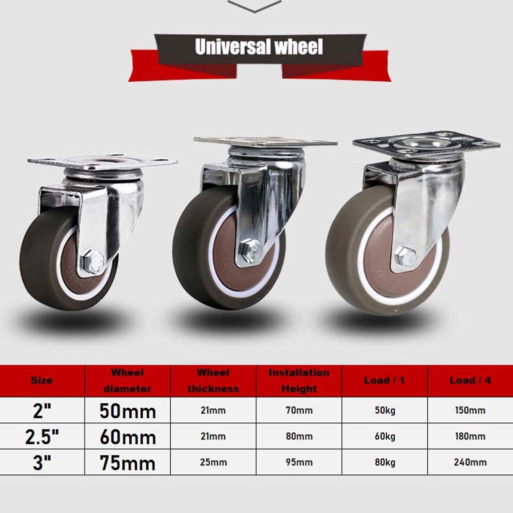 4-Pack 360° Universal Swivel Casters with Brake - 2