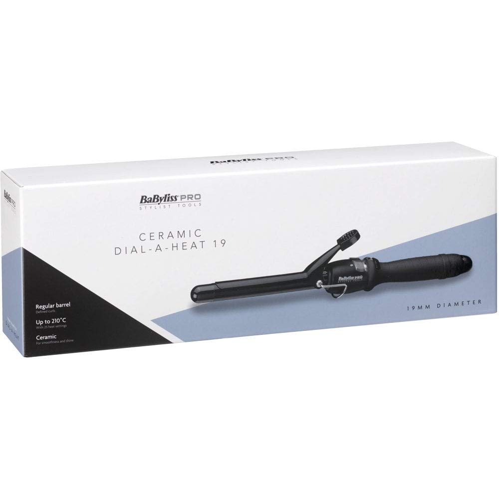 BaByliss Pro Ceramic Dial-A-Heat 19mm Hair Styling Iron - Perfect for Smoothing, Curling & Styling at Home or Salon