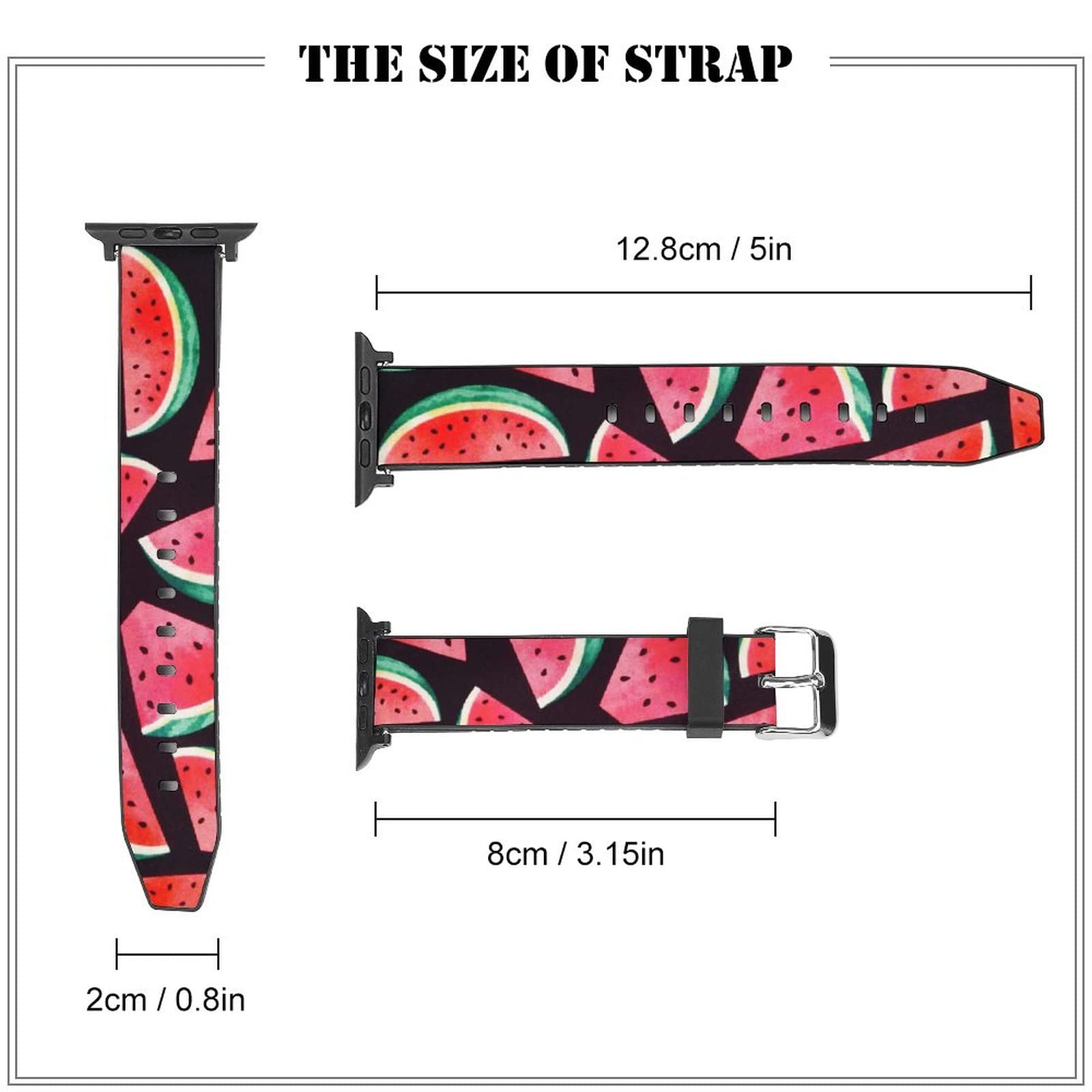 Soft Leather Watch Bands for Apple Watch 38mm/40mm - Compatible with iWatch Series 7/6/5/4/3/2/1 - Stylish Replacement Strap for Women & Men - Summer Watermelon Design - Perfect for Workouts, Swimming & Everyday Wear