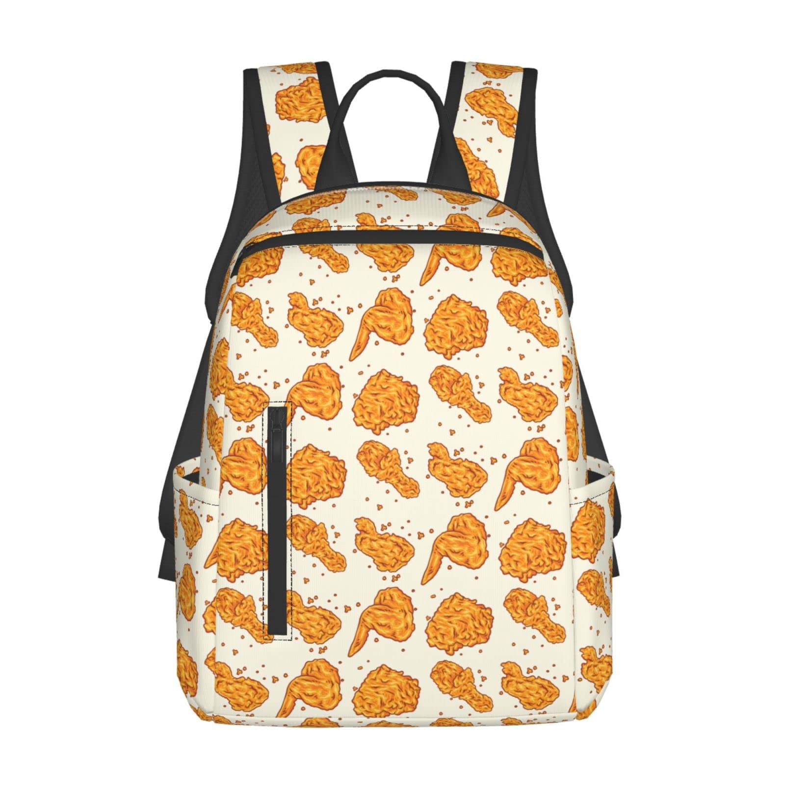Funny Crispy Fried Chicken Backpack for Teens - Cute Food Pattern School Bag for Boys & Girls, College Laptop Backpack, Travel Daypack - Perfect for School, Work & Outdoor Adventures