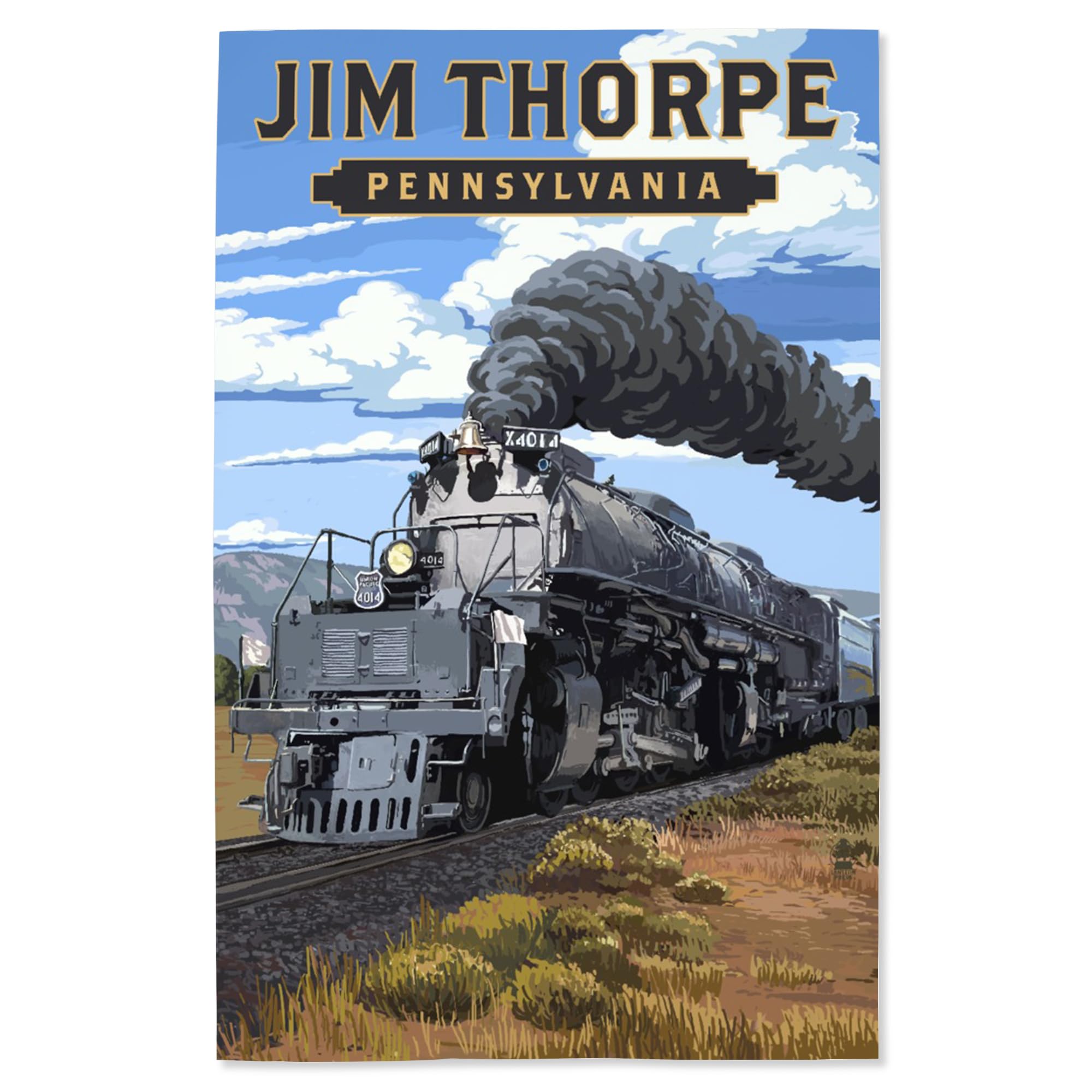 Lantern Press 16x24 Inch Giclee Art Print - Jim Thorpe Pennsylvania Steam Locomotive Wall Decor - Perfect for Living Room, Bedroom & Office