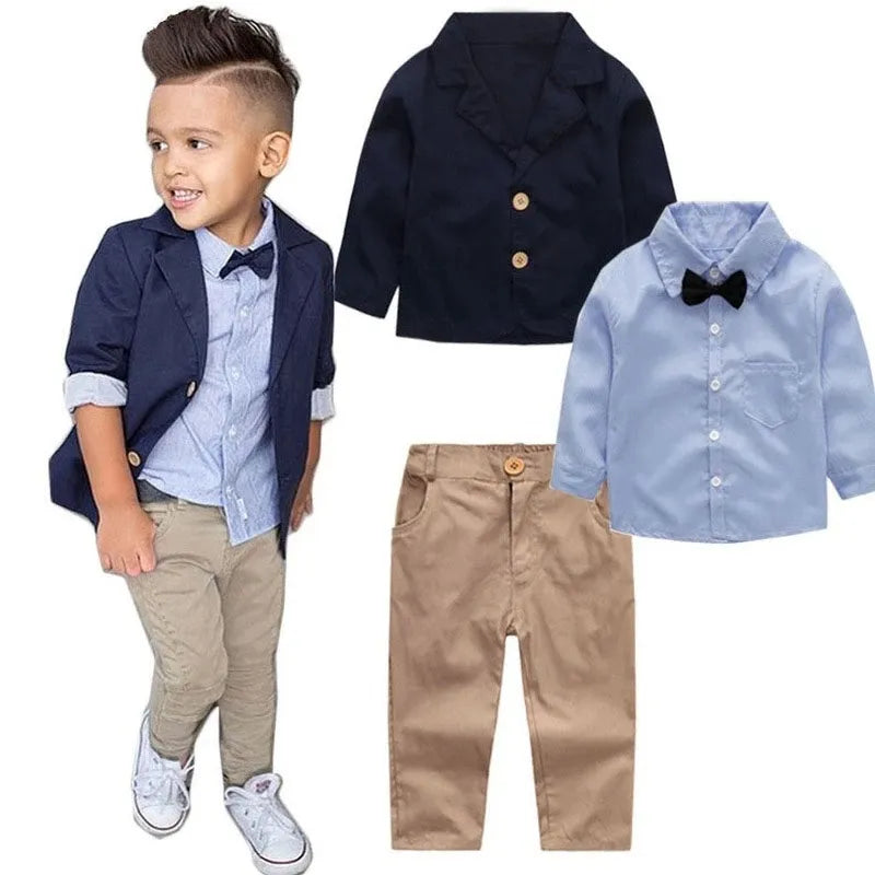 3-Piece Baby Boy Clothes Set for Spring & Autumn - Back to School Outfit for Little Gentleman (Ages 2-8) | Perfect for School, Parties & Family Photos