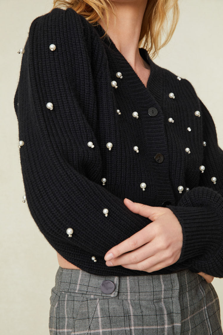Frances Embellished Cardigan for Women - Elegant Knit Sweater with Beaded Details | Perfect for Fall Layering, Office Wear & Casual Outfits