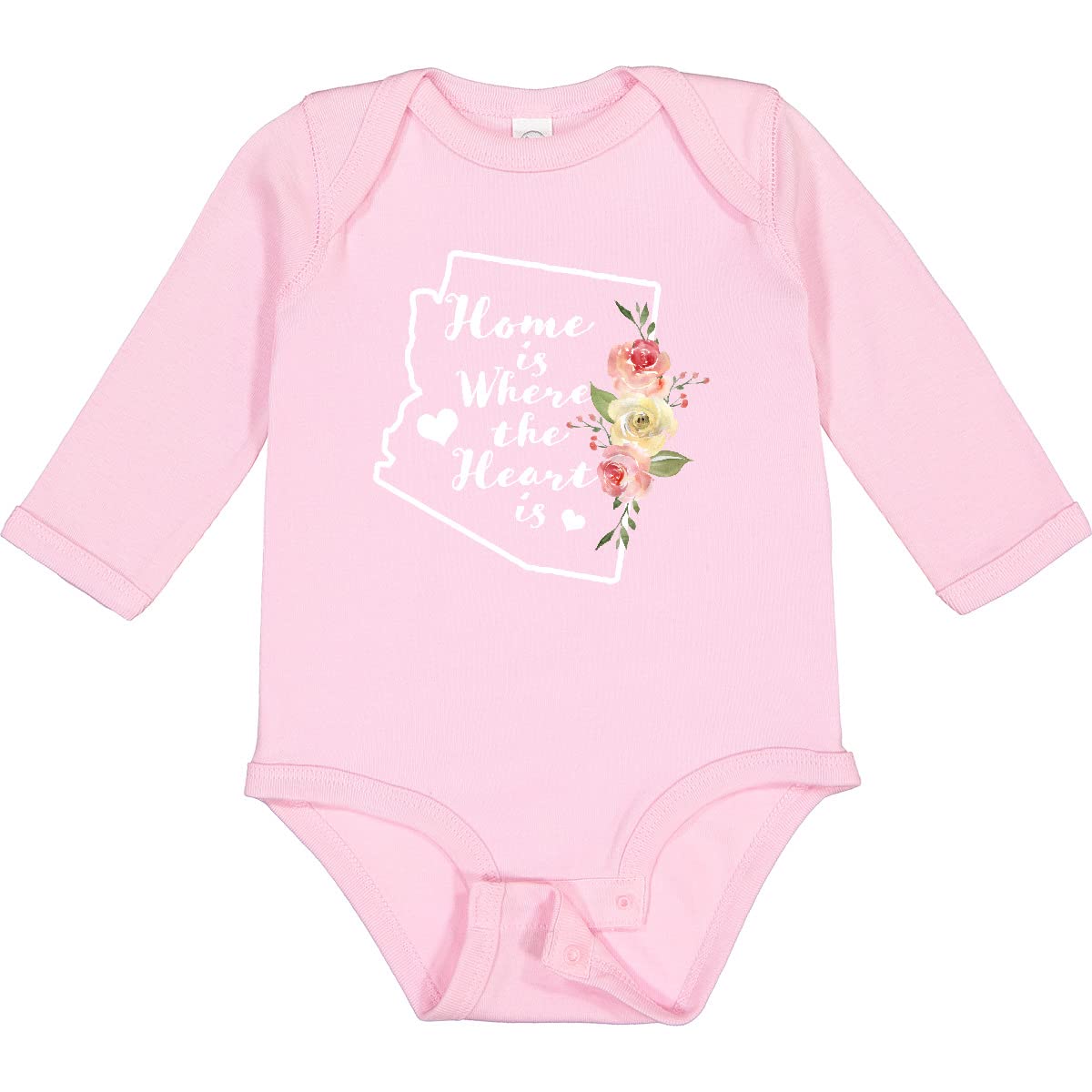 Inktastic Arizona Home is Where The Heart is Watercolor Long Sleeve Baby Bodysuit - Soft & Comfortable for Newborns, Infants - Perfect for Family Photos, Holidays & Everyday Wear