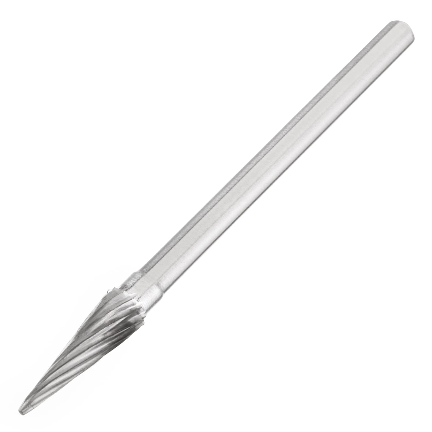 Utoolmart Tungsten Carbide Rotary Files - 3mm Shank, Single Cut Conical Burr Set (4mm Dia) for Wood, Soft Metal & Carving - Perfect for Die Grinders, Drill Bits & Polishing Tools - Ideal for DIY Projects, Jewelry Making & Metalworking (1pc)