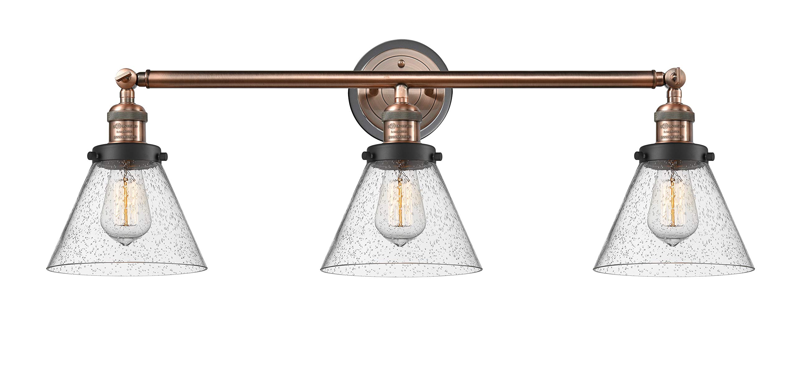 Franklin Restoration Collection 3-Light Bathroom Vanity Fixture - Innovations 205BP-ACBK-G44 for Modern Home Decor | Perfect for Master Bath, Guest Bath & Powder Room Lighting