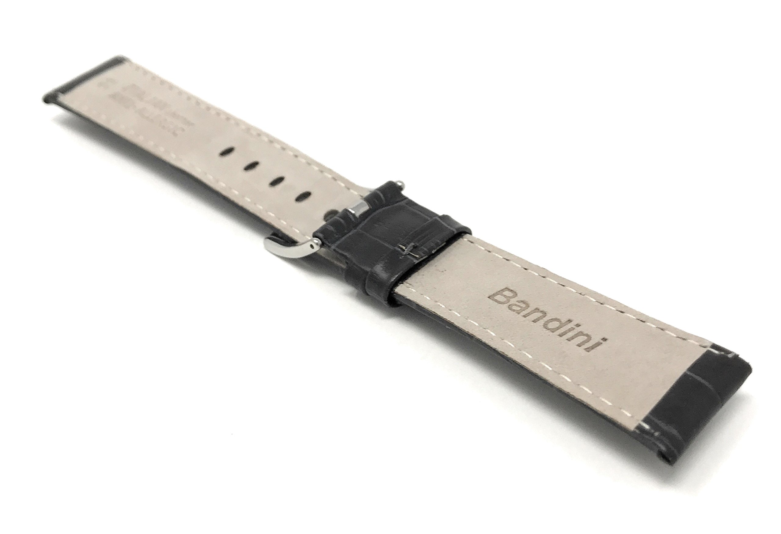 18mm Men's Alligator Leather Watch Band - Grey Strap for Classic & Smart Watches - Office & Casual Wear