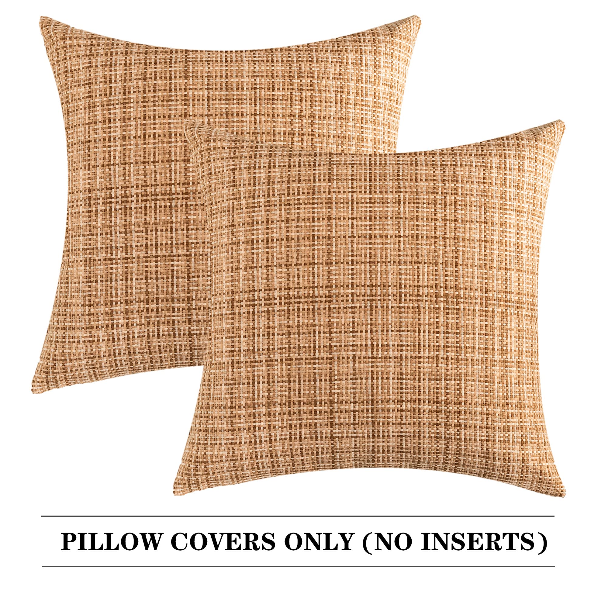 Kevin Textile 2-Pack Waterproof Outdoor Pillow Covers - 24x24 Inch Beige Decorative Throw Pillow Cases for Sofa, Couch, Patio & Garden - Weatherproof & UV Resistant for All-Season Use