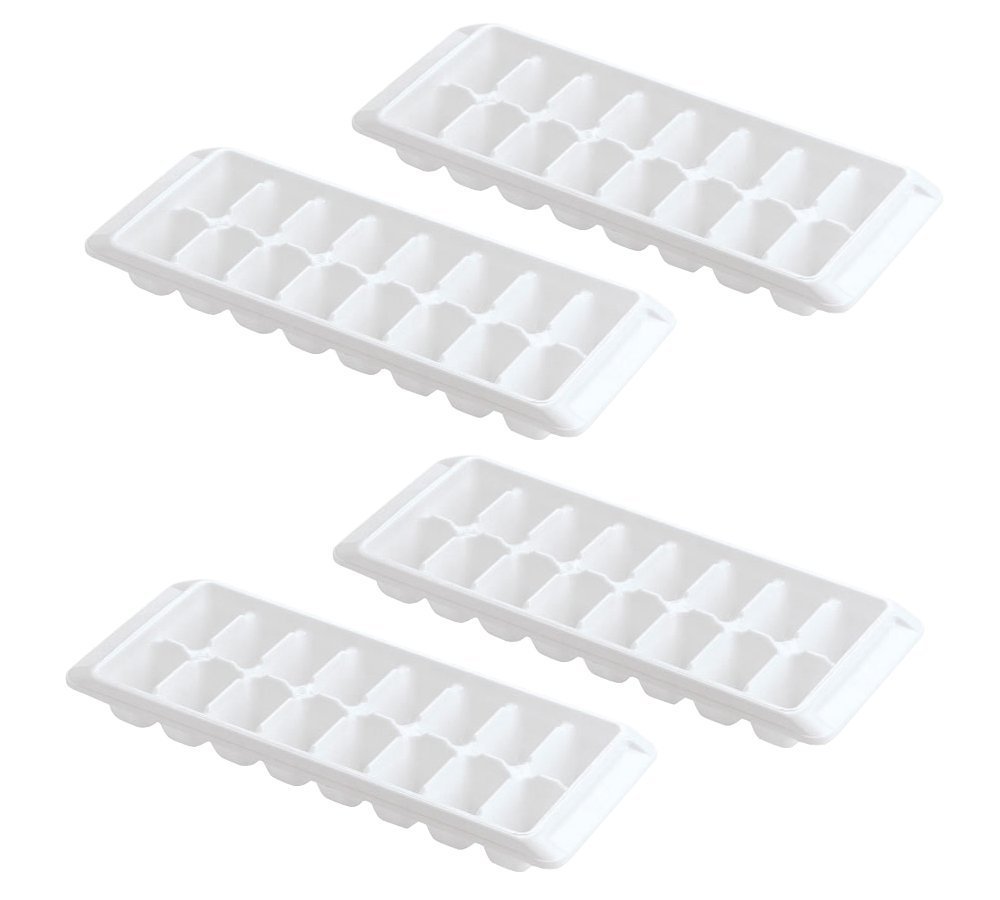 Easy Release White Ice Cube Tray - 16 Cube Silicone Mold (4 Pack, 64 Total Cubes) | Perfect for Cocktails, Smoothies & Beverage Cooling