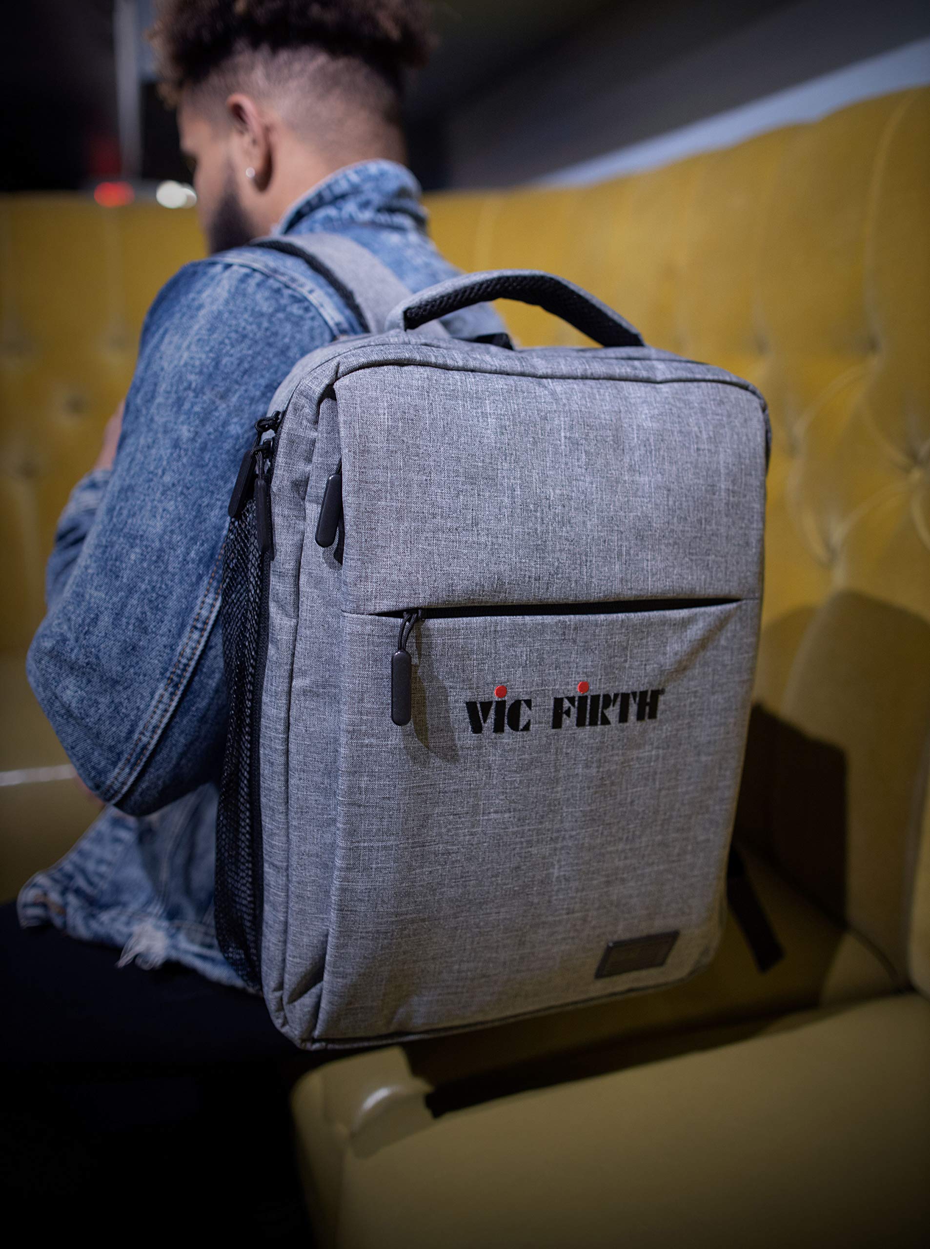 Vic Firth Gray Travel Backpack - Durable & Lightweight Music Gear Backpack for Drumsticks & Accessories - Perfect for Musicians, Drummers & Travelers
