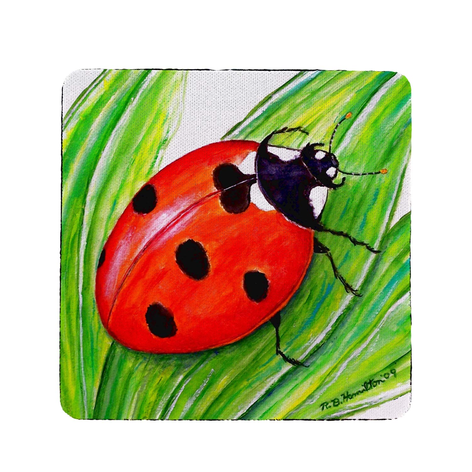 Betsy Drake Ladybug Coasters Set of 4 - Cute Drink Coasters for Coffee Table, Kitchen, Dining Room, Party Decor