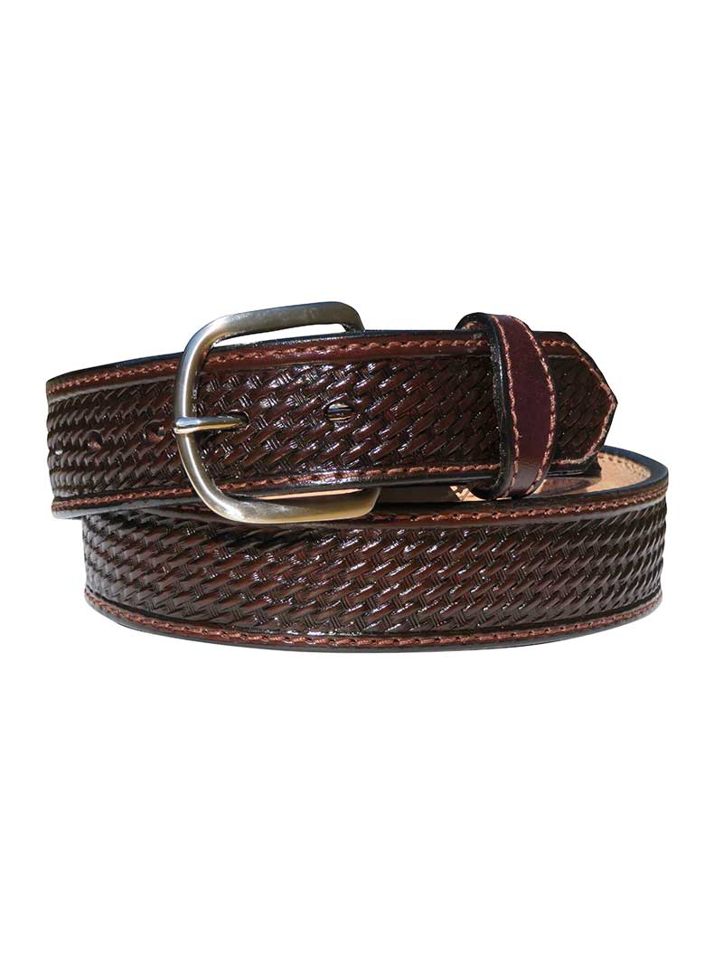 Timeless Basketweave Leather Belt for Men - Gingerich 8883 28 in Classic Brown | Durable & Stylish Dress Belt for Office, Business & Formal Occasions