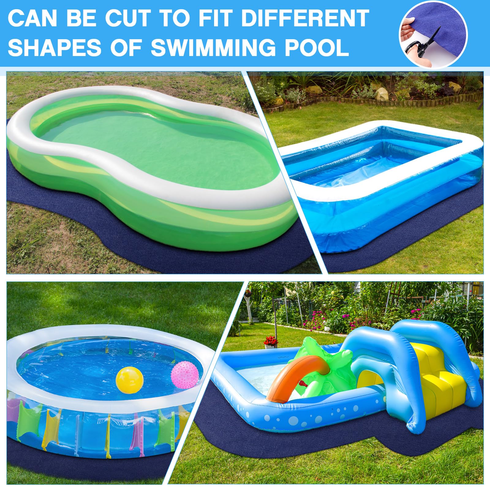 18 ft Round Puncture Resistant Pool Liner Pad - Durable Polyester Geotextile Floor Mat for Above Ground Swimming Pools | Navy Blue Underlay for Pool Bottom Protection | Perfect for Backyard, Patio & Outdoor Pool Installations