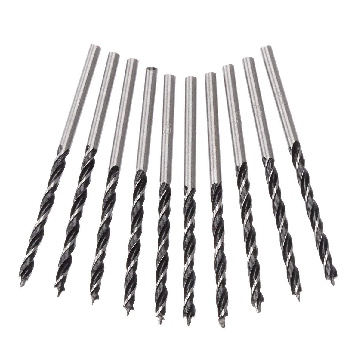 10pcs 3mm High Strength Twist Drill Bits with Center Point - Wood Spiral Drill Bits for Woodworking, DIY Projects & Home Improvement (Perfect for Drilling Holes in Wood, Plastic & Soft Metals)