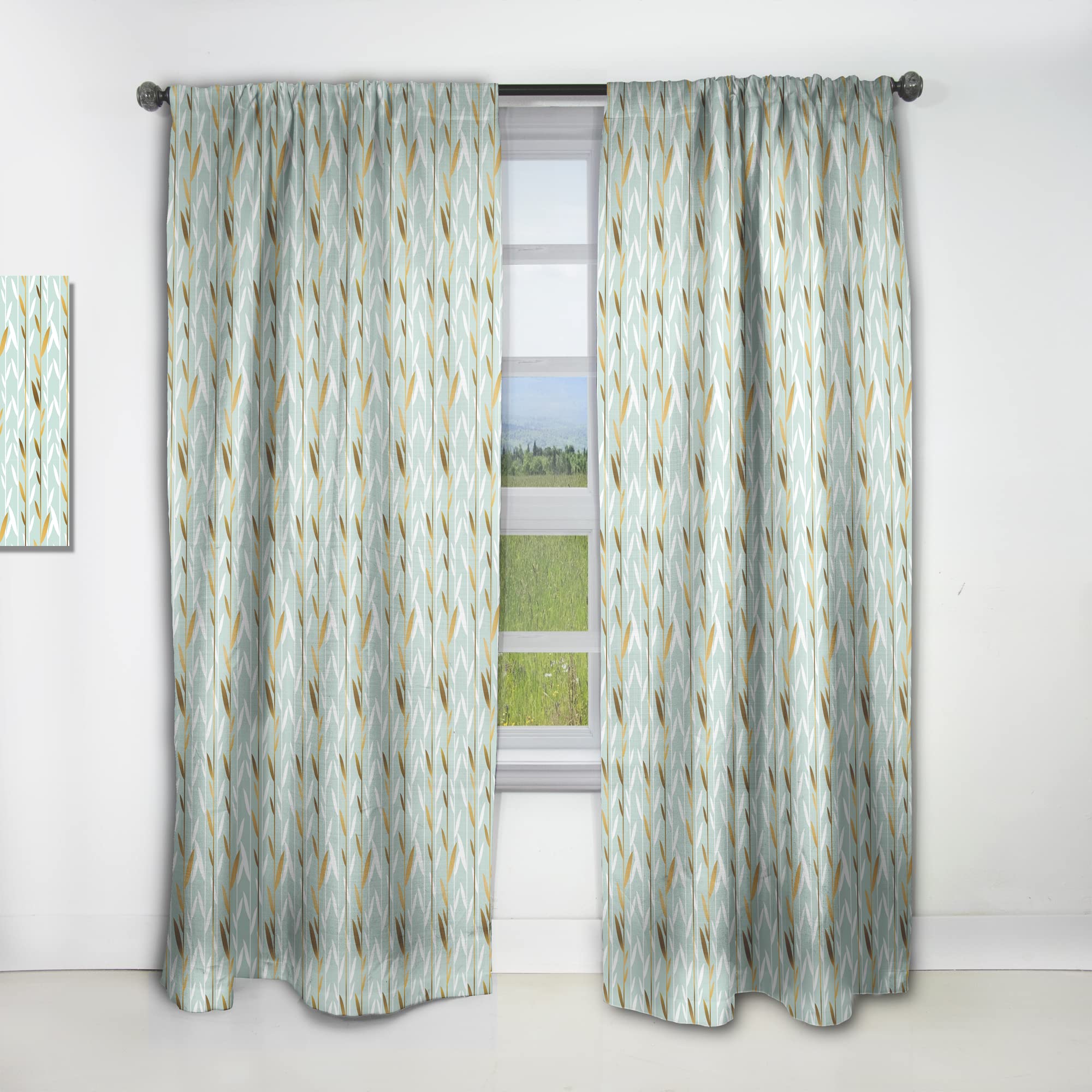 DesignQ Golden Foliage Thermal Insulated Curtains - Single Panel 52x90 Inches - Elegant Window Drapes for Bedroom & Living Room - Energy Saving & Blackout for Home Decor